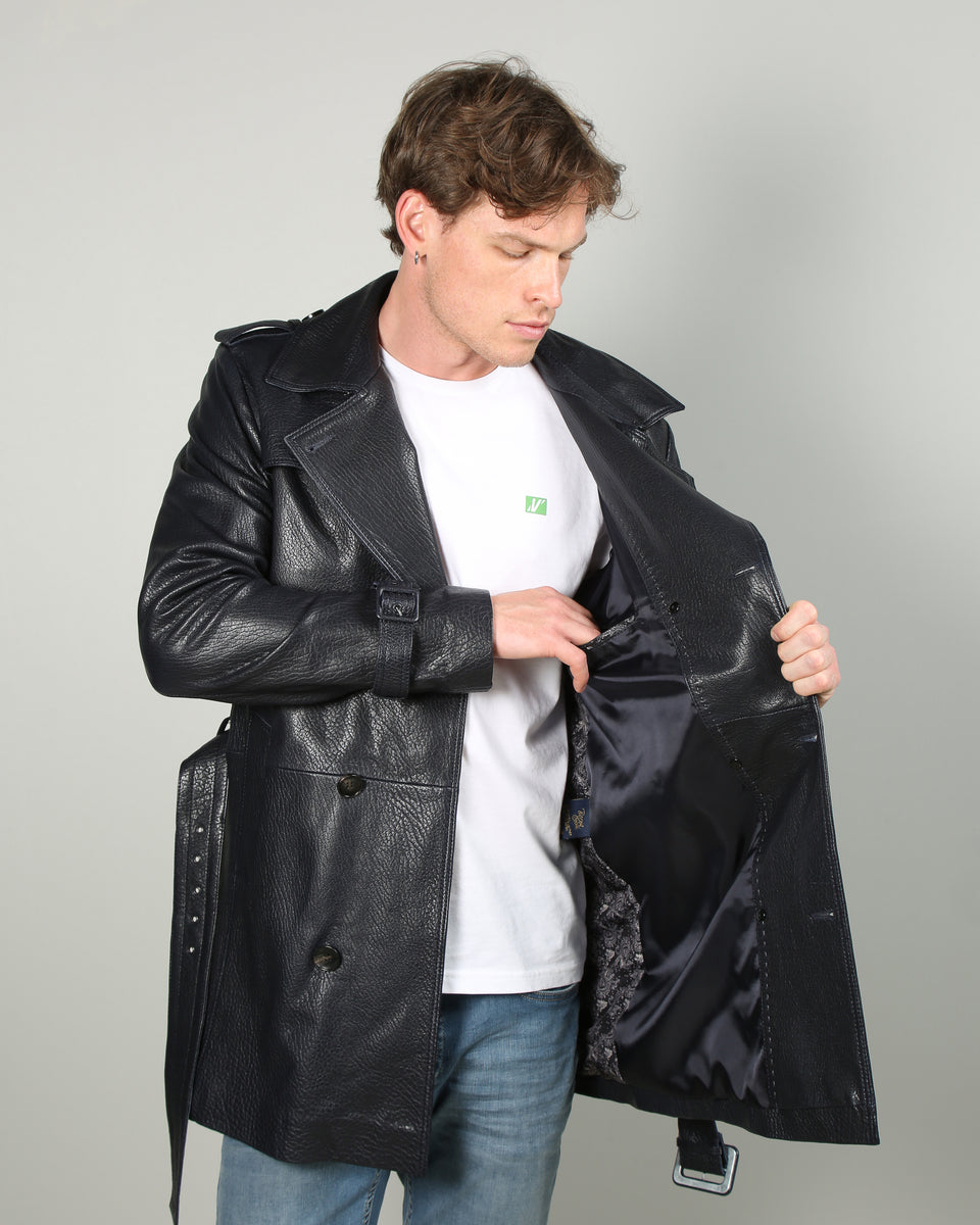 Fenno Men Leather Trench Coat Barya Leather