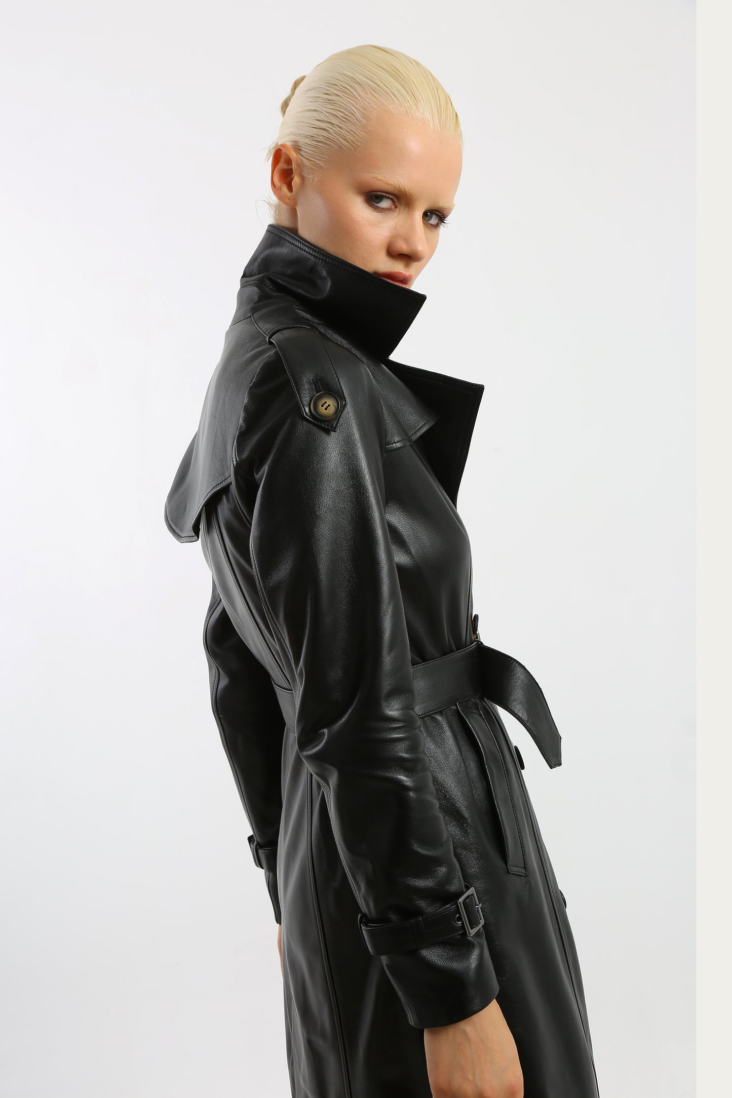 Prestige Vogue Leather Trench Coat