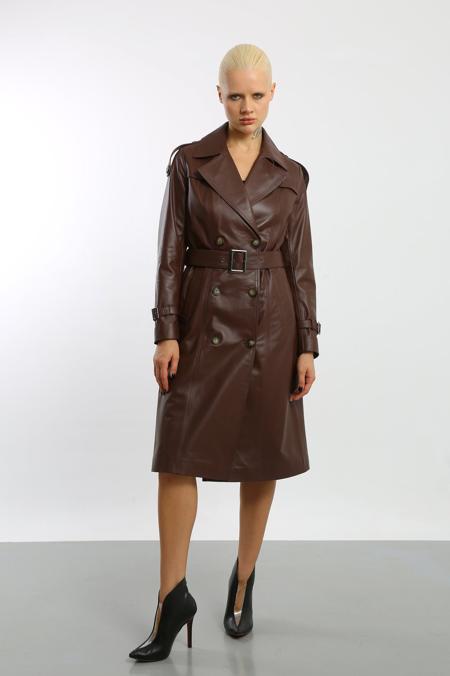 Prestige Vogue Leather Trench Coat