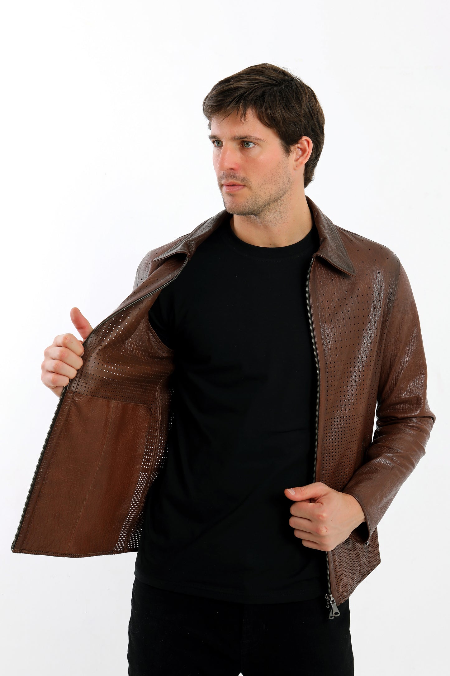 Unlined Brown Leather Jacket