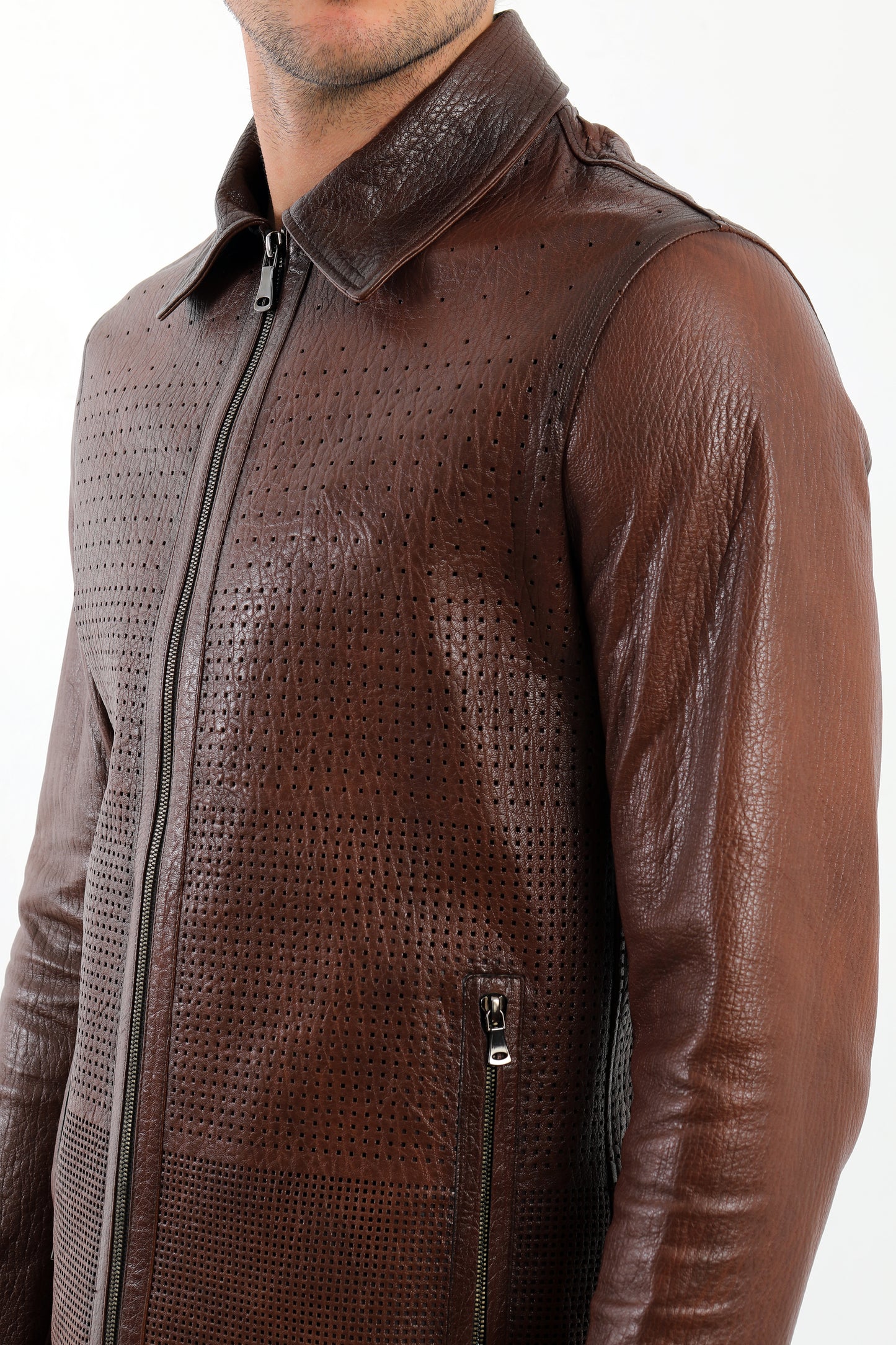 Unlined Brown Leather Jacket