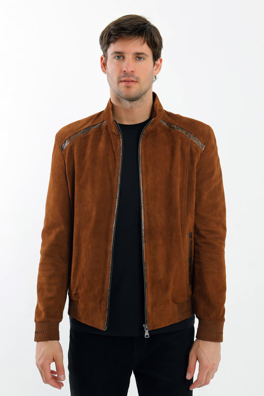 Suede Leather Bomber Jacket