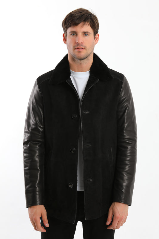 Black Sheepskin Shearling Coat