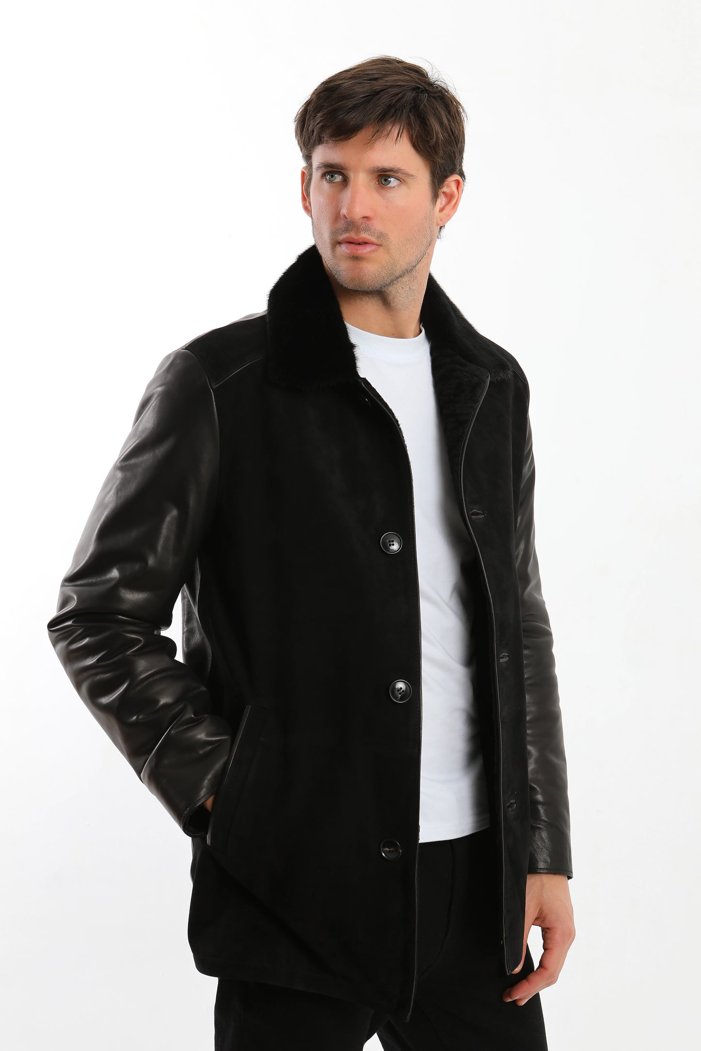 Black Sheepskin Shearling Coat