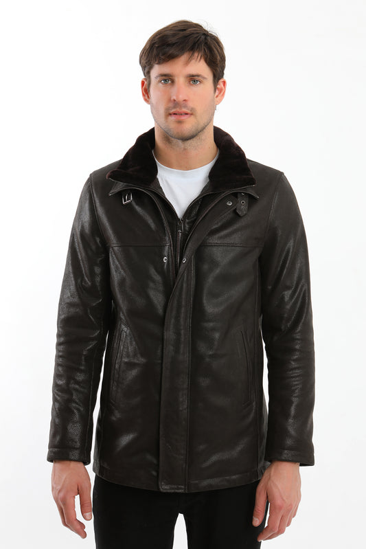 Double Collar Lambskin Leather Jacket