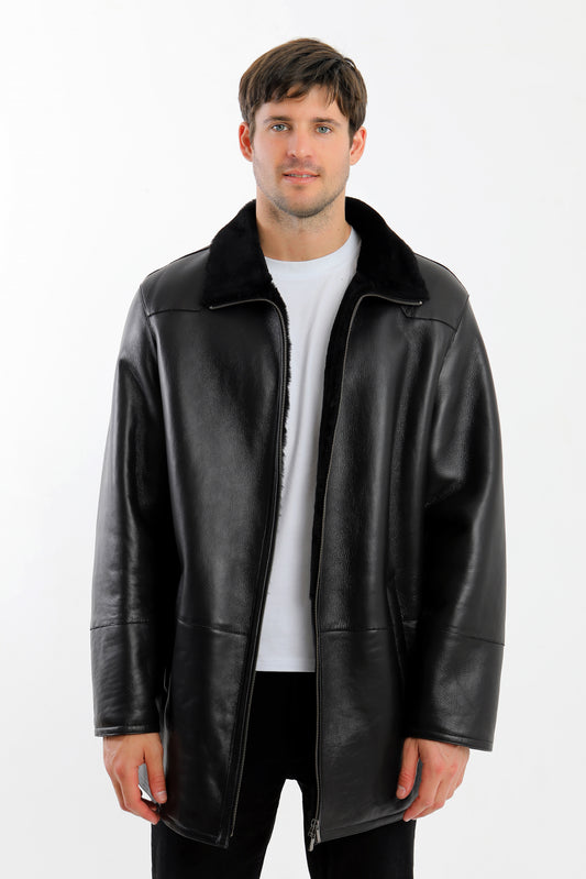 Black Sheepskin Shearling Coat