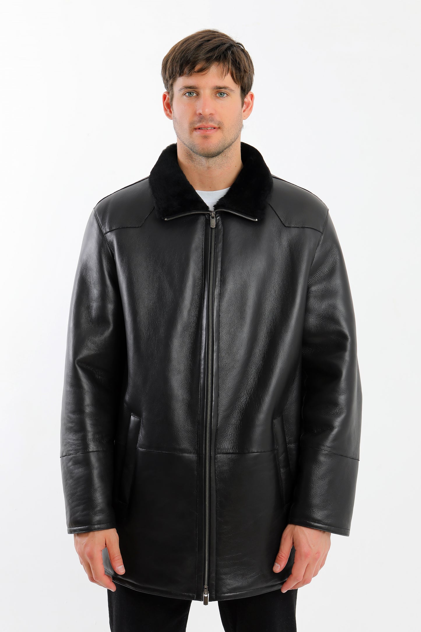 Black Sheepskin Shearling Coat