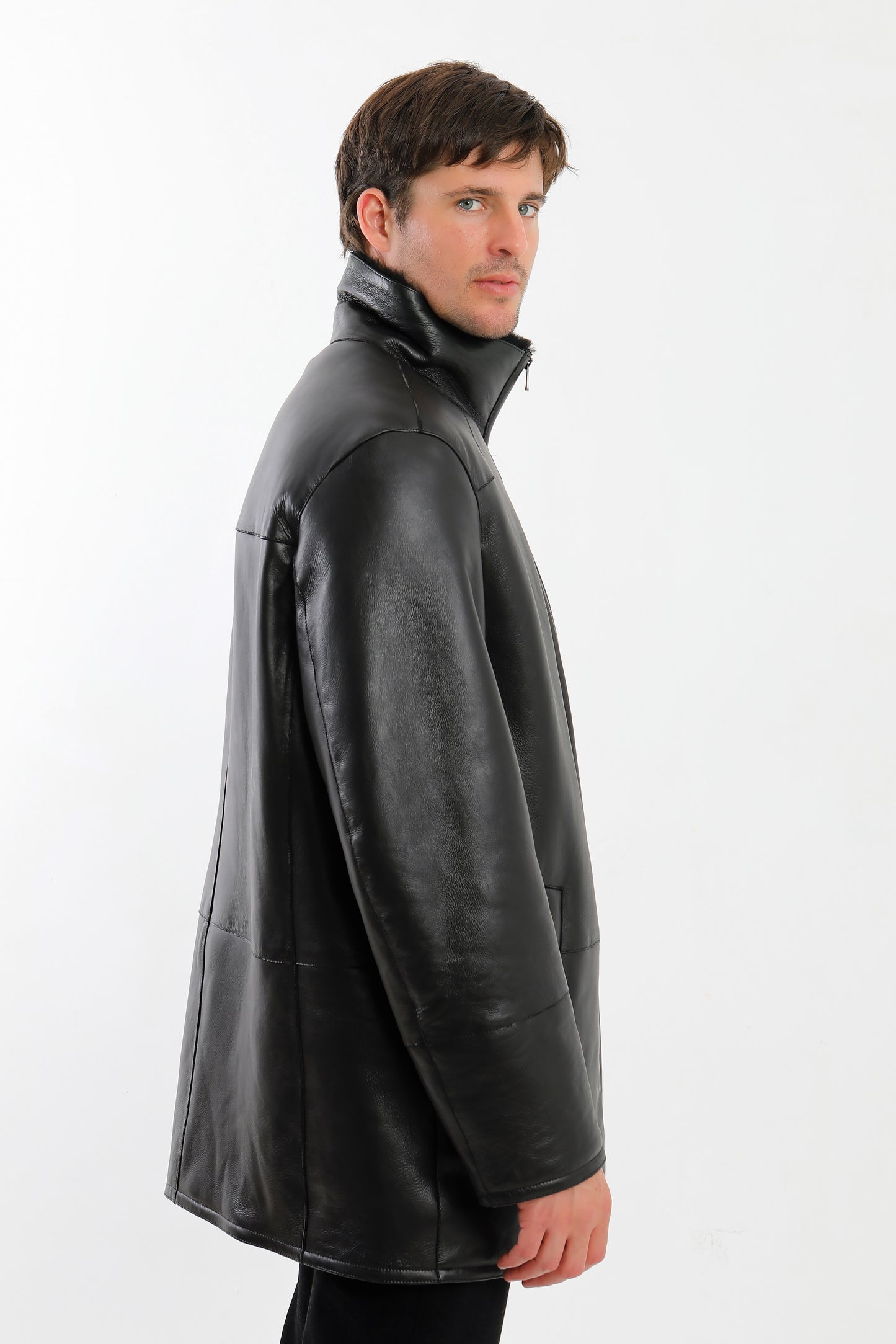 Black Sheepskin Shearling Coat