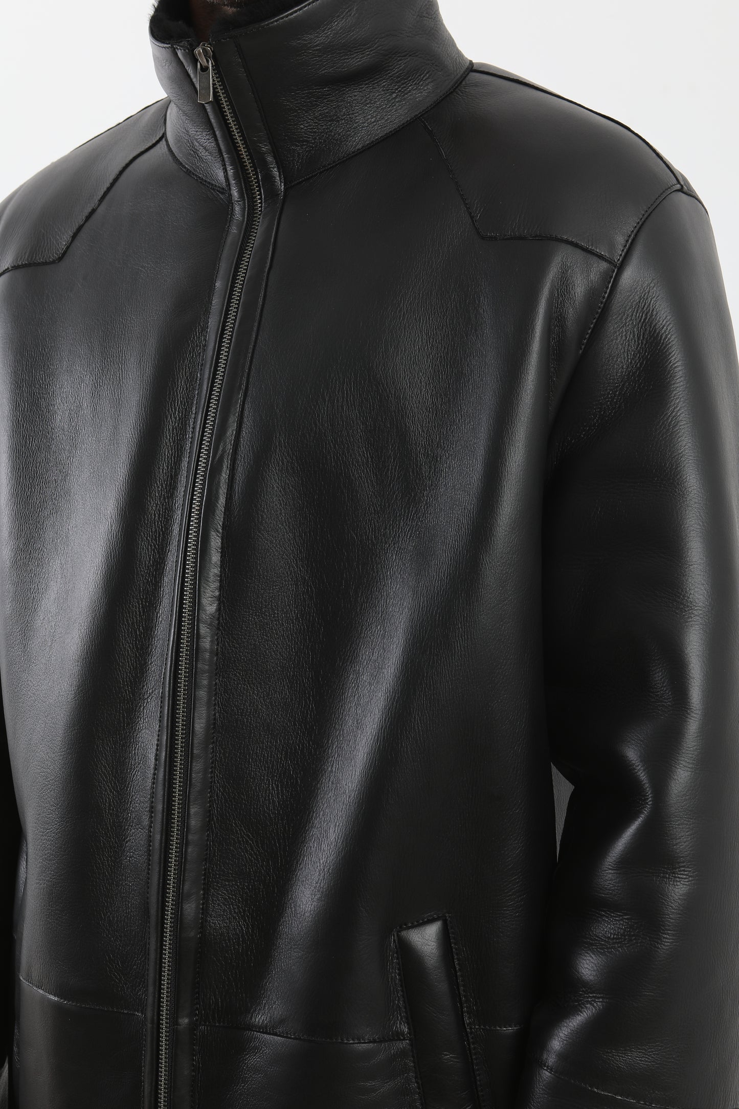 Black Sheepskin Shearling Coat