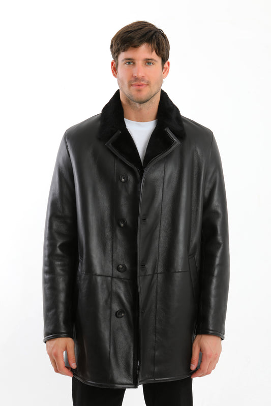 Black Sheepskin Shearling Coat