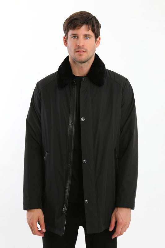 Black Sheepskin Shearling Coat