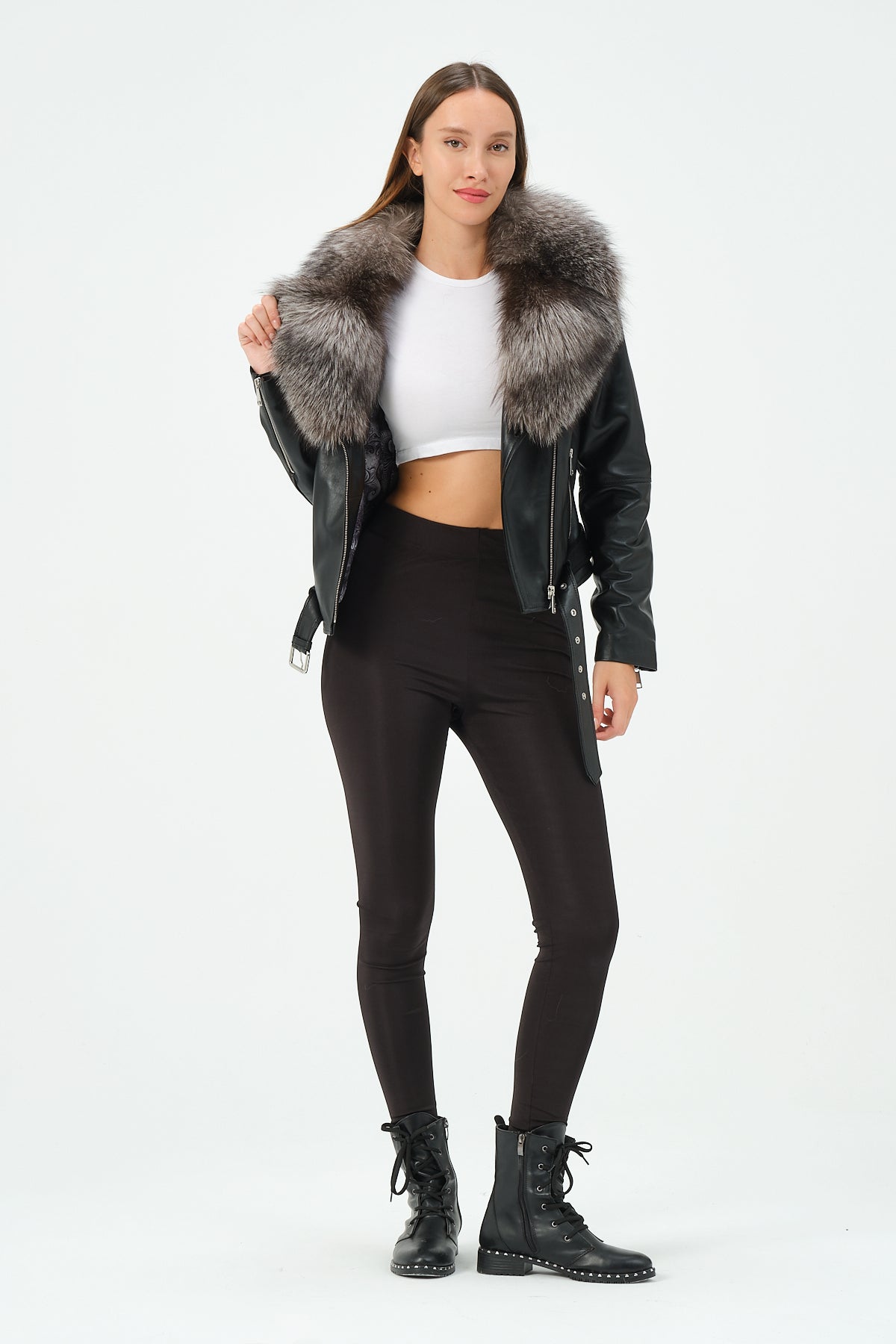 Victoria Lambskin Leather Biker Jacket