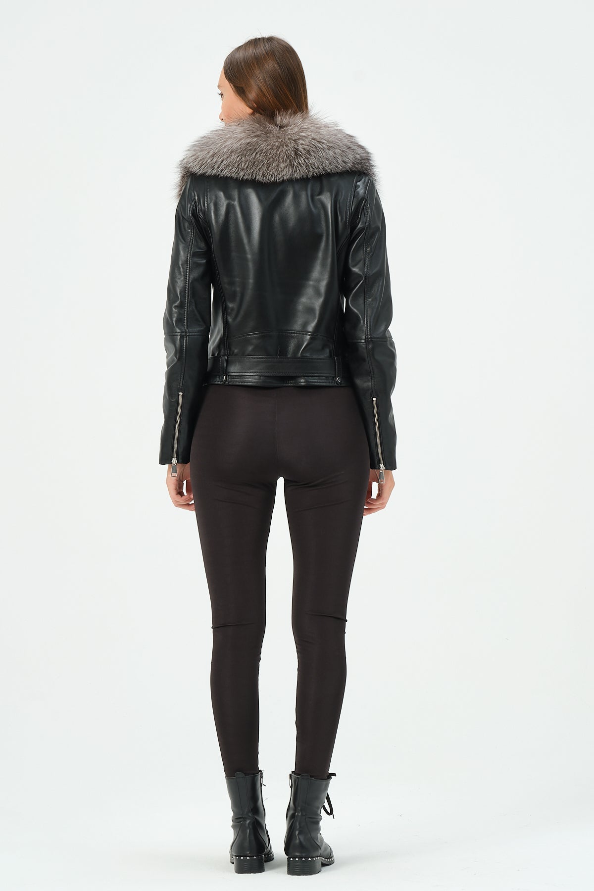 Victoria Lambskin Leather Biker Jacket