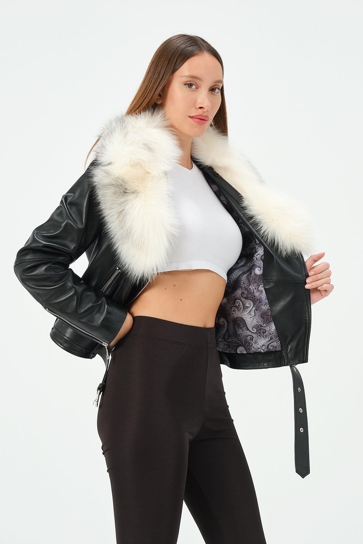 Victoria Lambskin Leather Biker Jacket