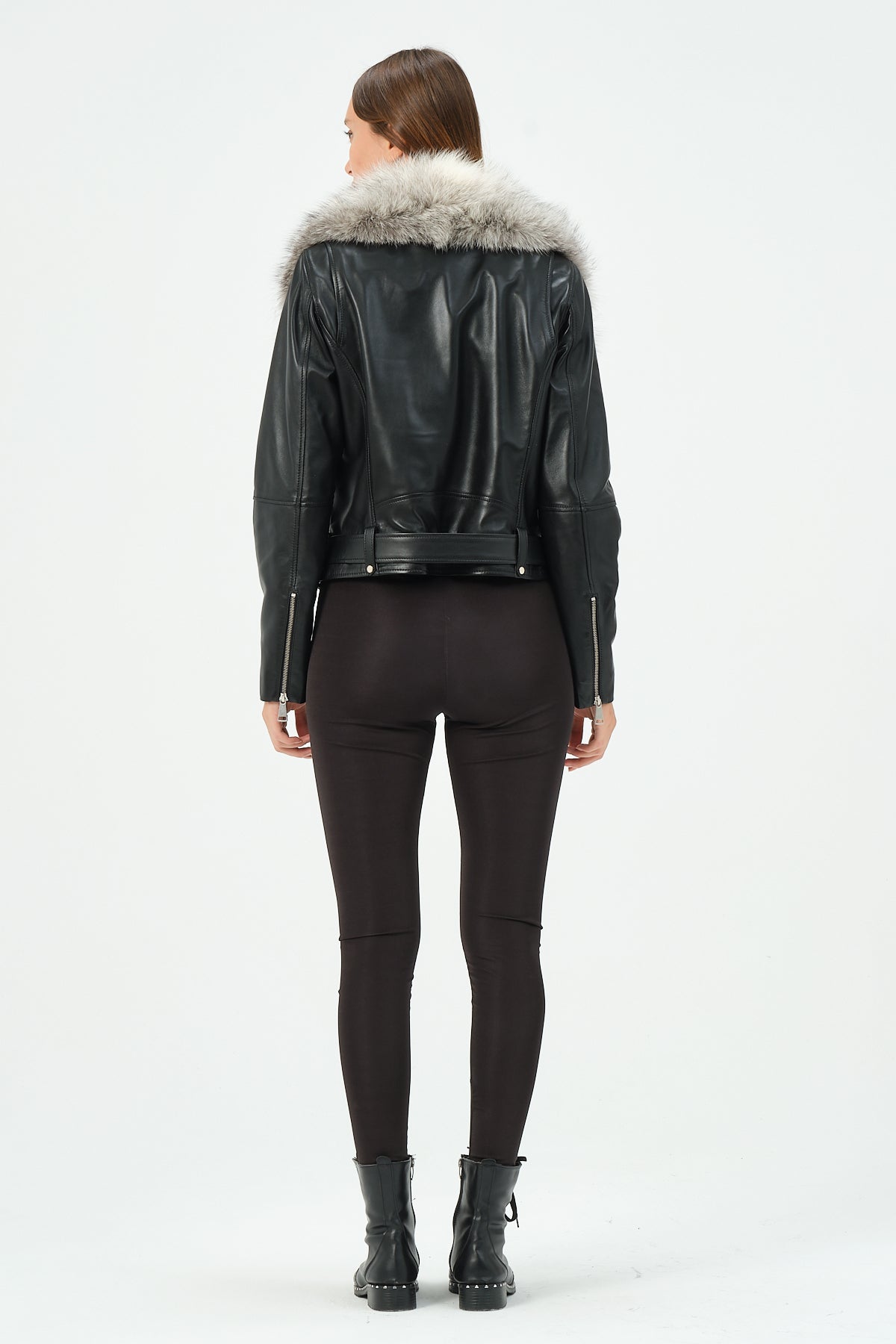Victoria Lambskin Leather Biker Jacket
