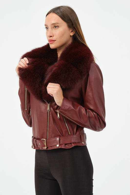 Victoria Lambskin Leather Biker Jacket