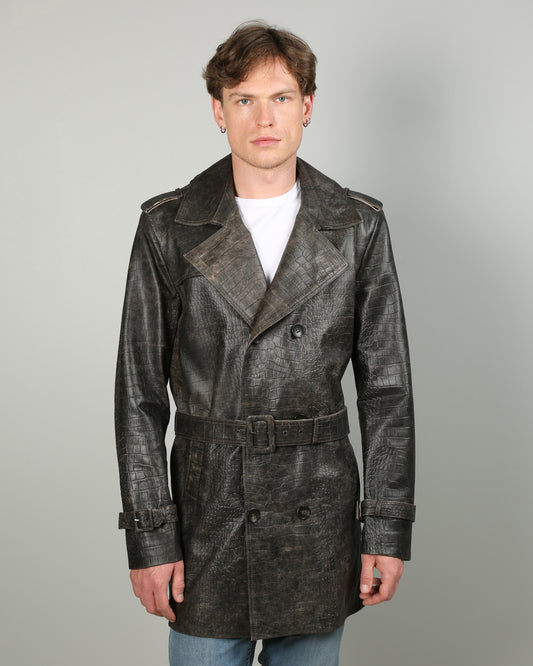 Henri Leather Trench Coat