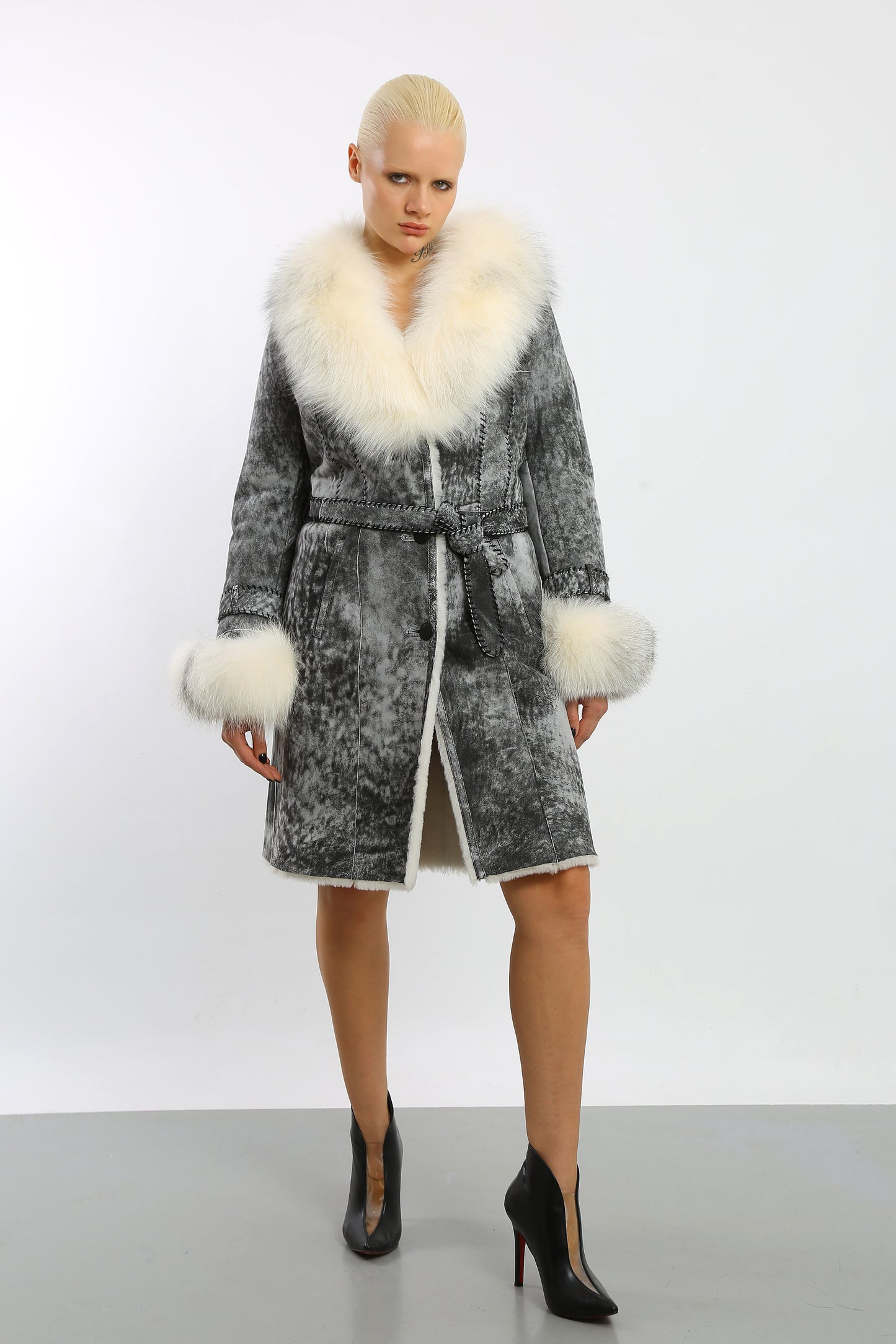 Winter's Reign Shearling Trench Coat