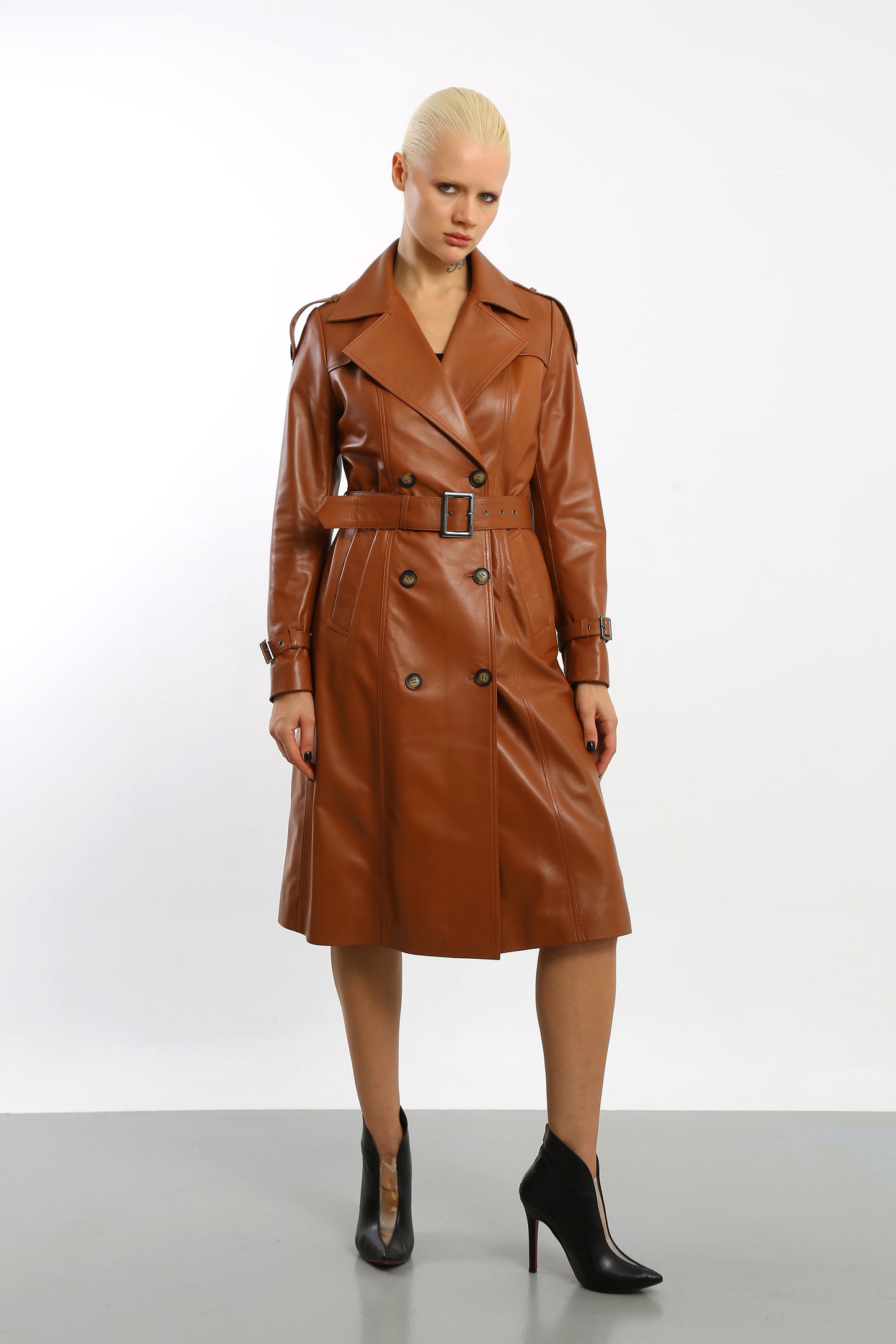 Prestige Vogue Leather Trench Coat