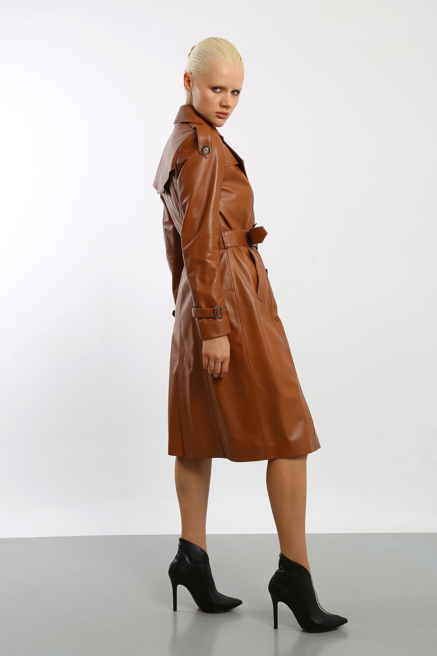 Prestige Vogue Leather Trench Coat