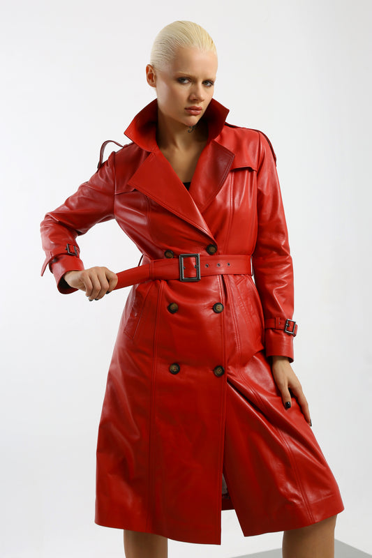 Prestige Vogue Leather Trench Coat