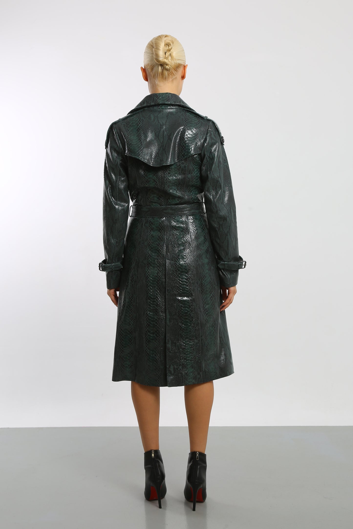 Viper Veil Leather Trench Coat