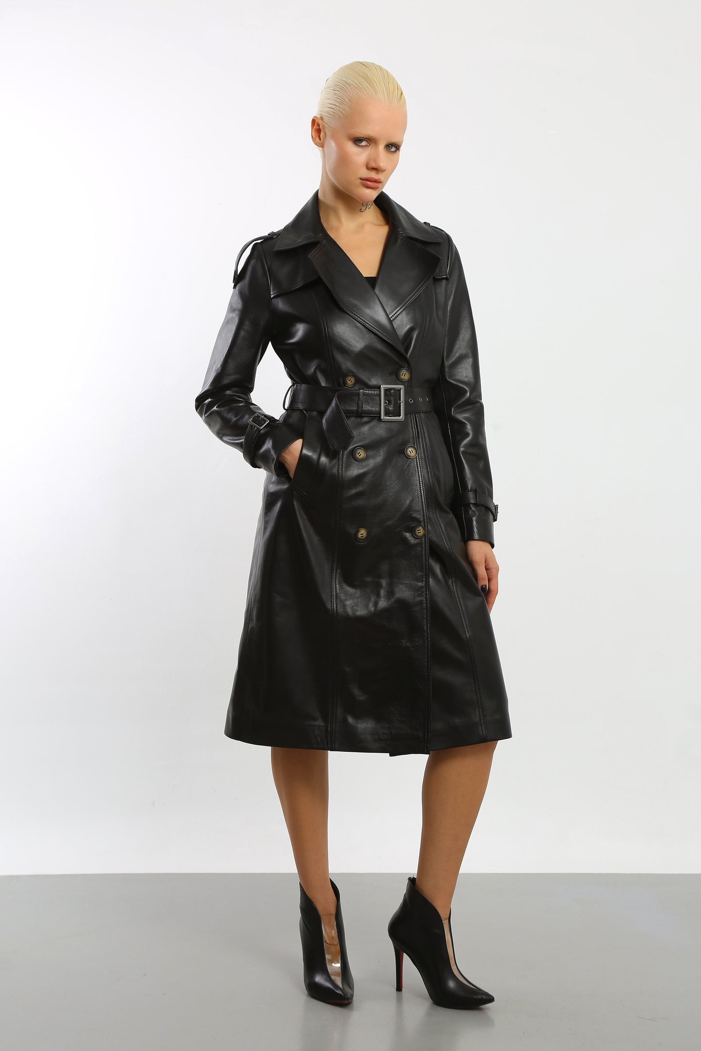 Prestige Vogue Leather Trench Coat