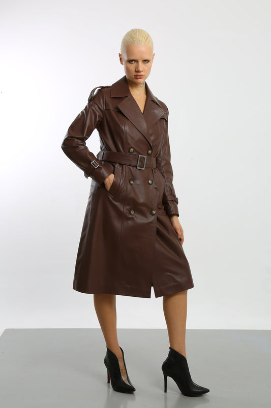 Prestige Vogue Leather Trench Coat