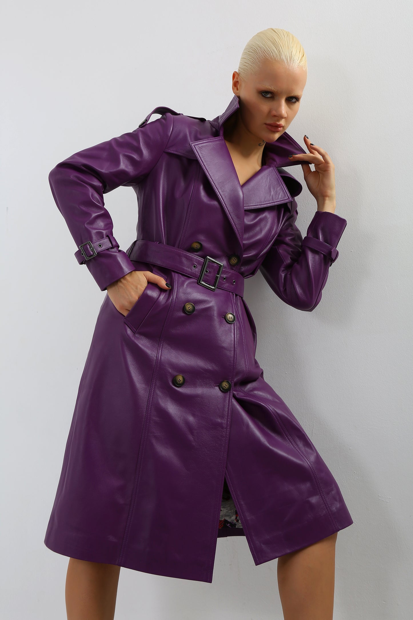 Prestige Vogue Leather Trench Coat