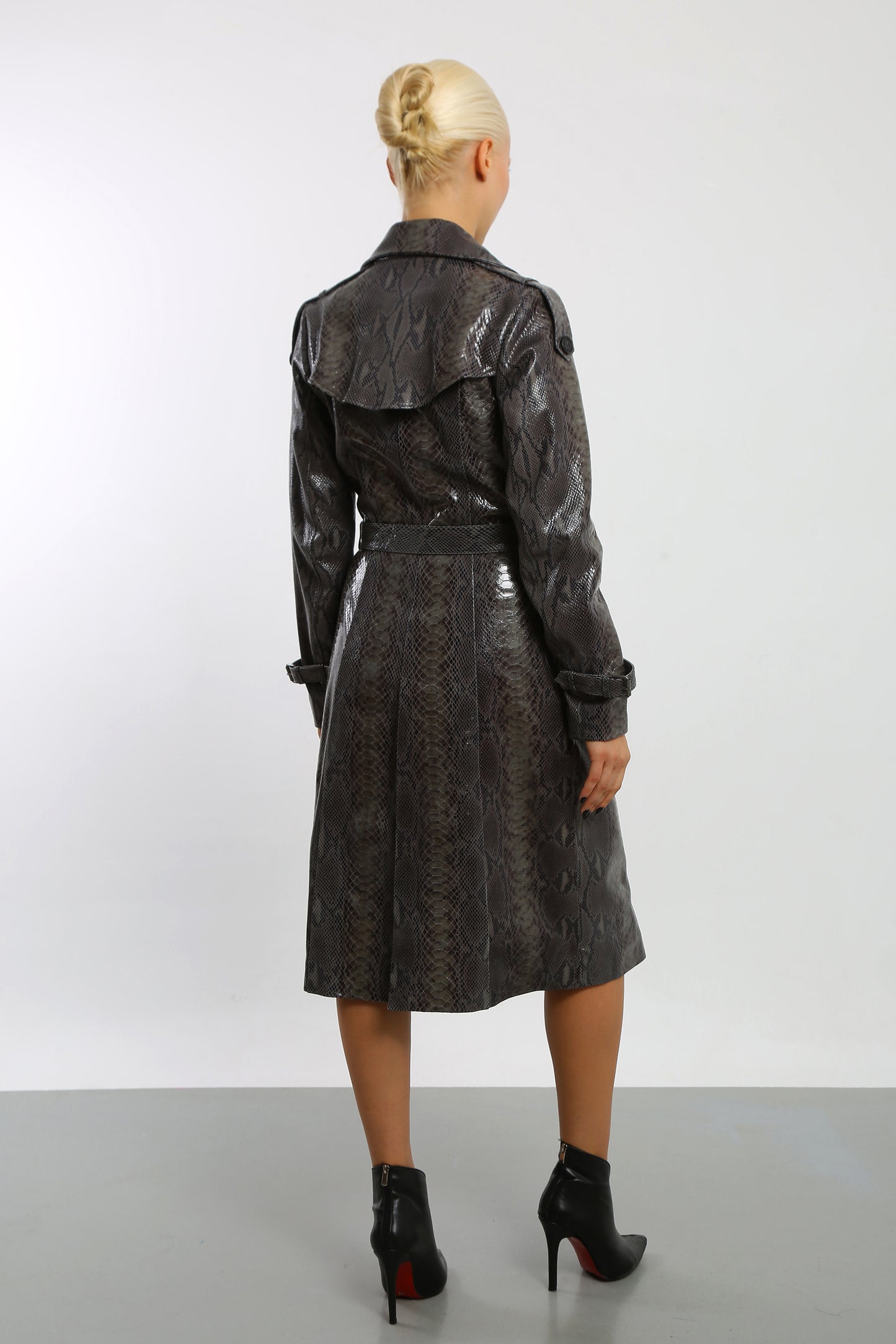 Viper Veil Leather Trench Coat