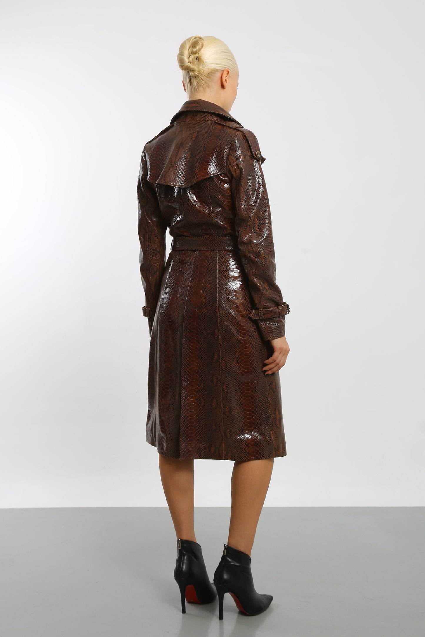 Viper Veil Leather Trench Coat