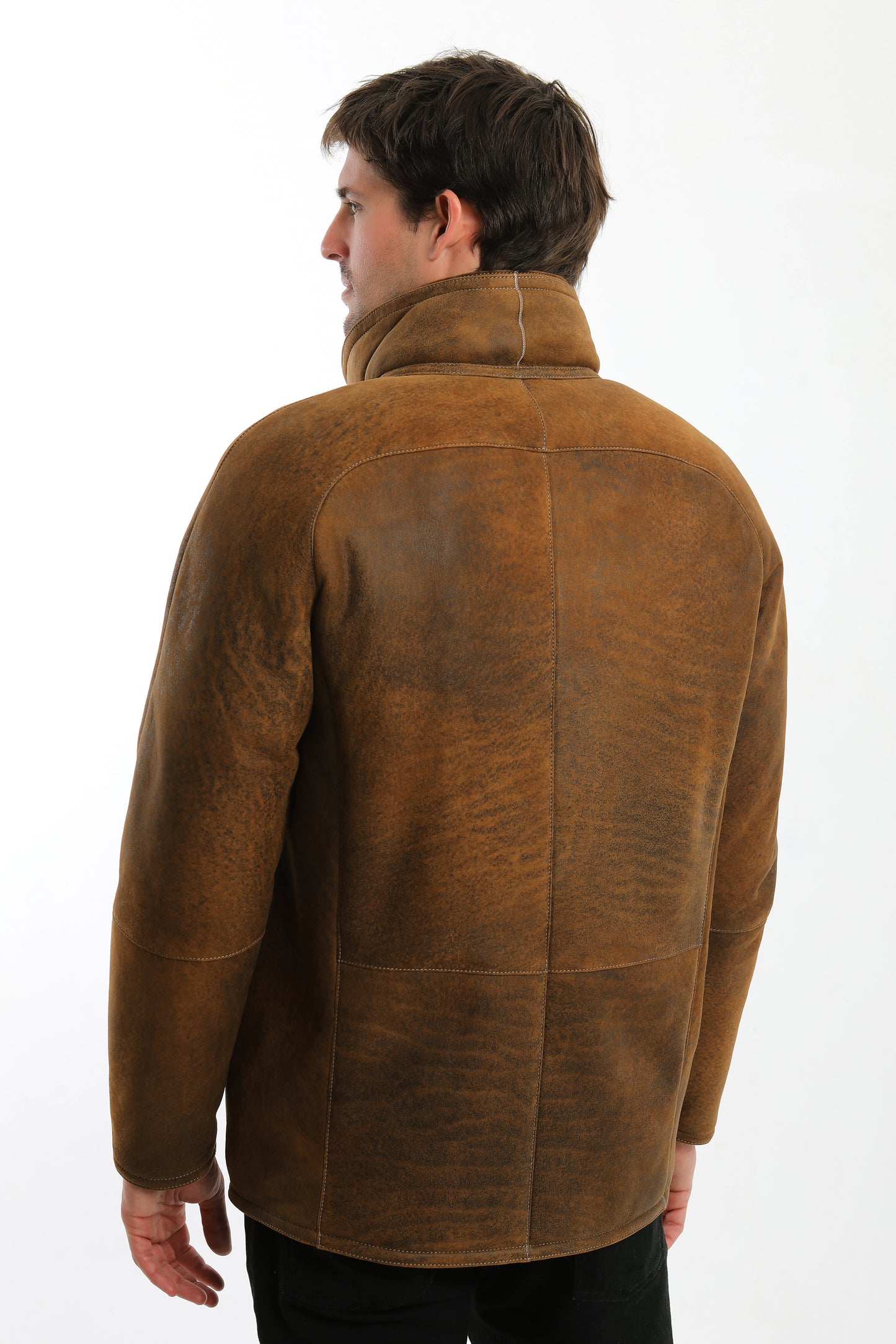 Double Collar Sheepskin Shearling Coat