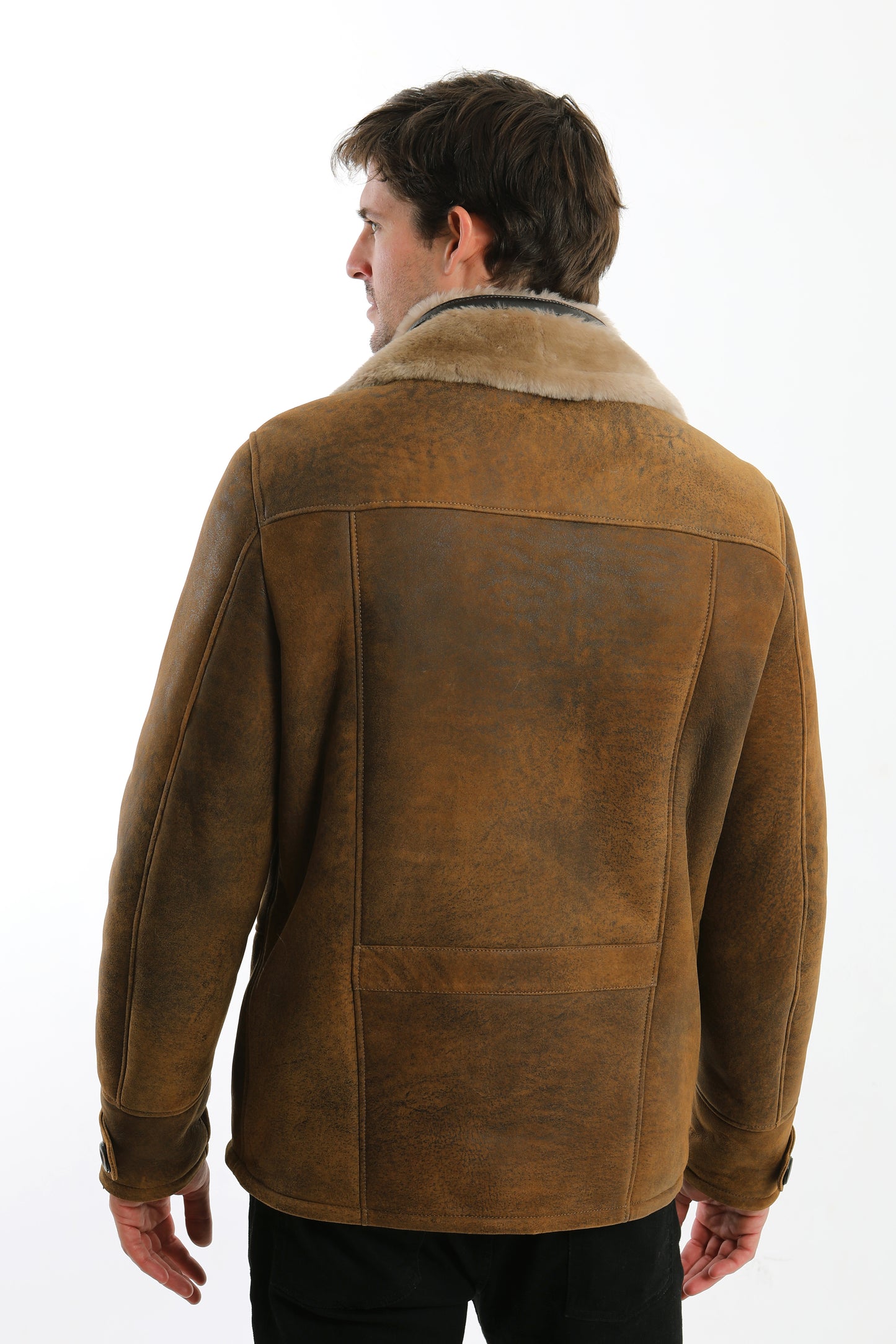 Double Collar Sheepskin Shearling Coat