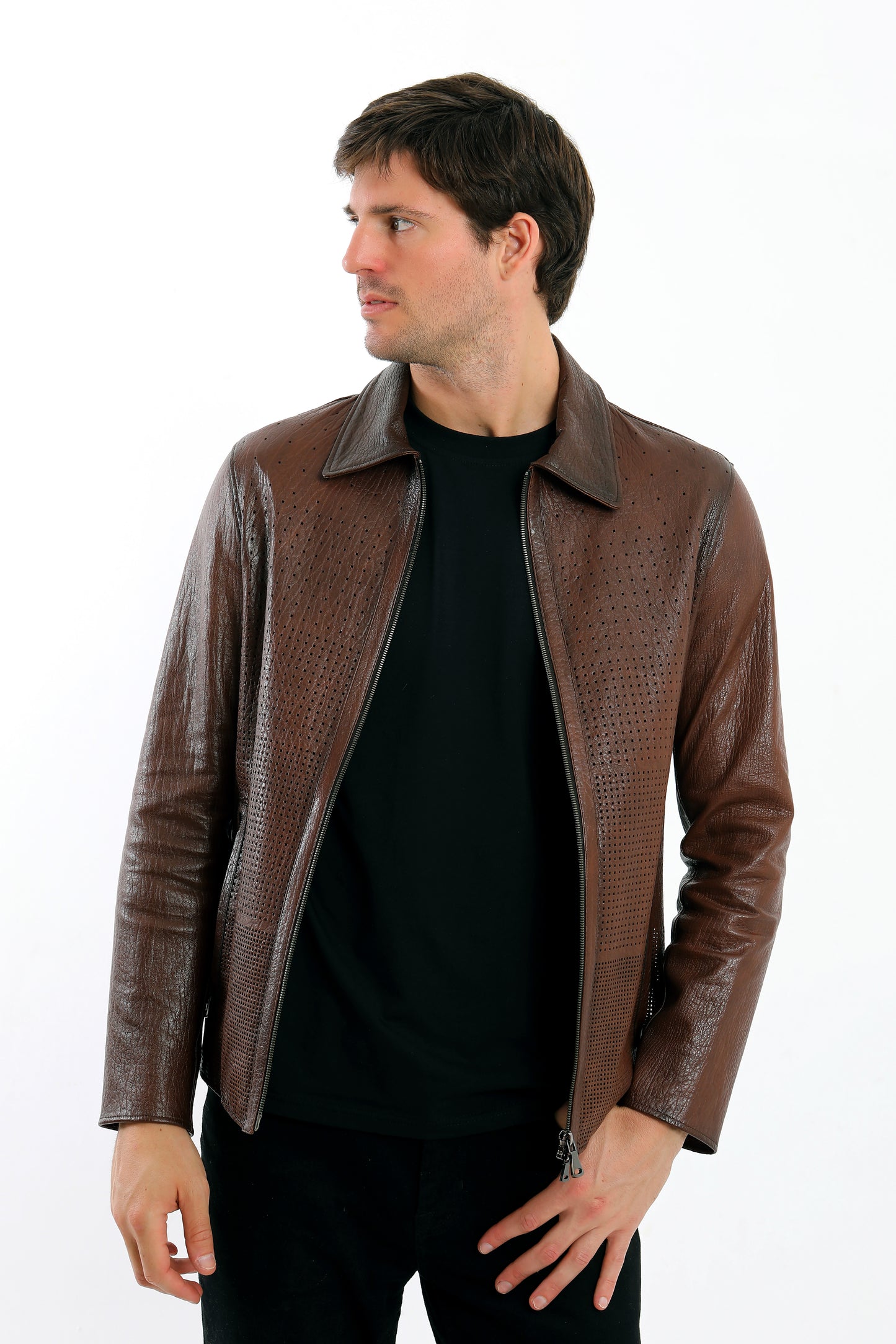 Unlined Brown Leather Jacket