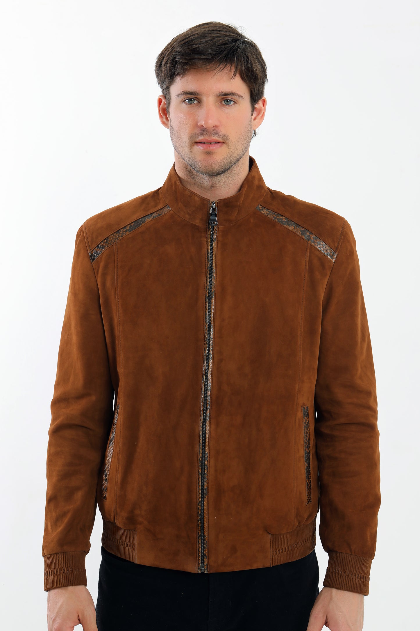 Suede Leather Bomber Jacket