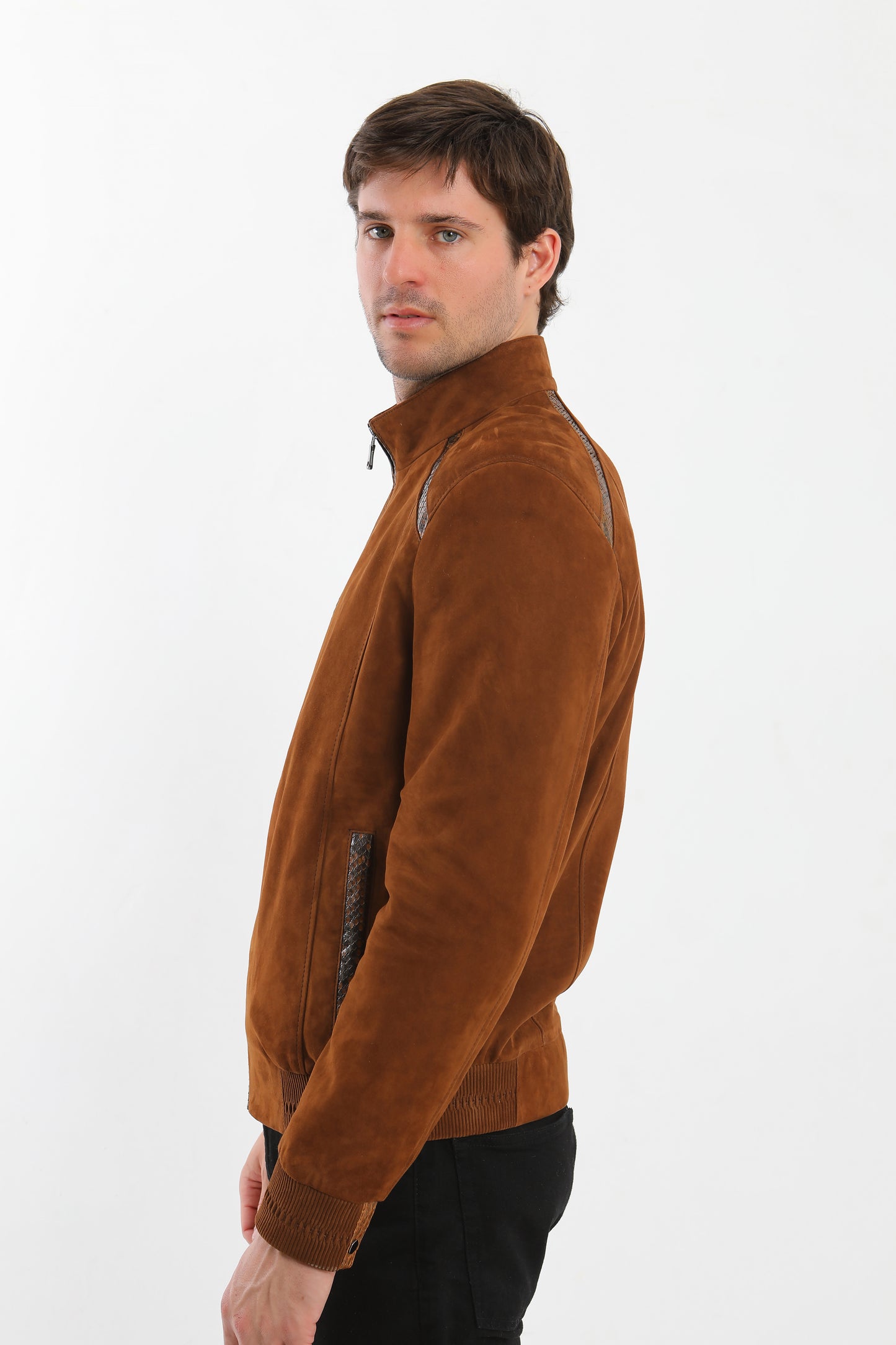 Suede Leather Bomber Jacket