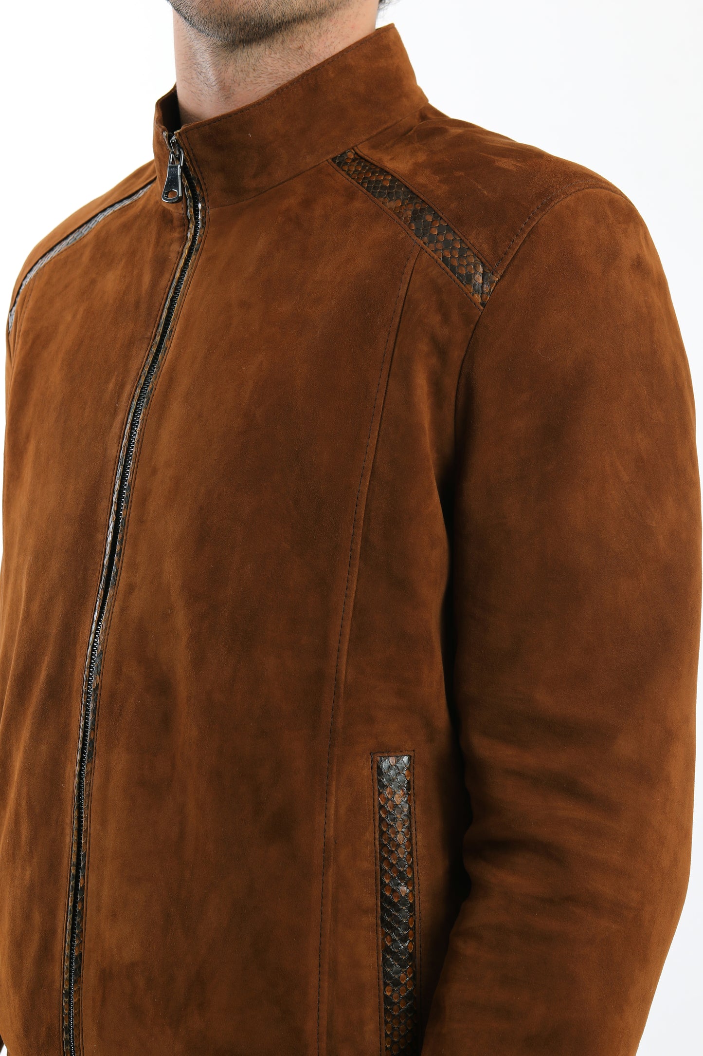 Suede Leather Bomber Jacket