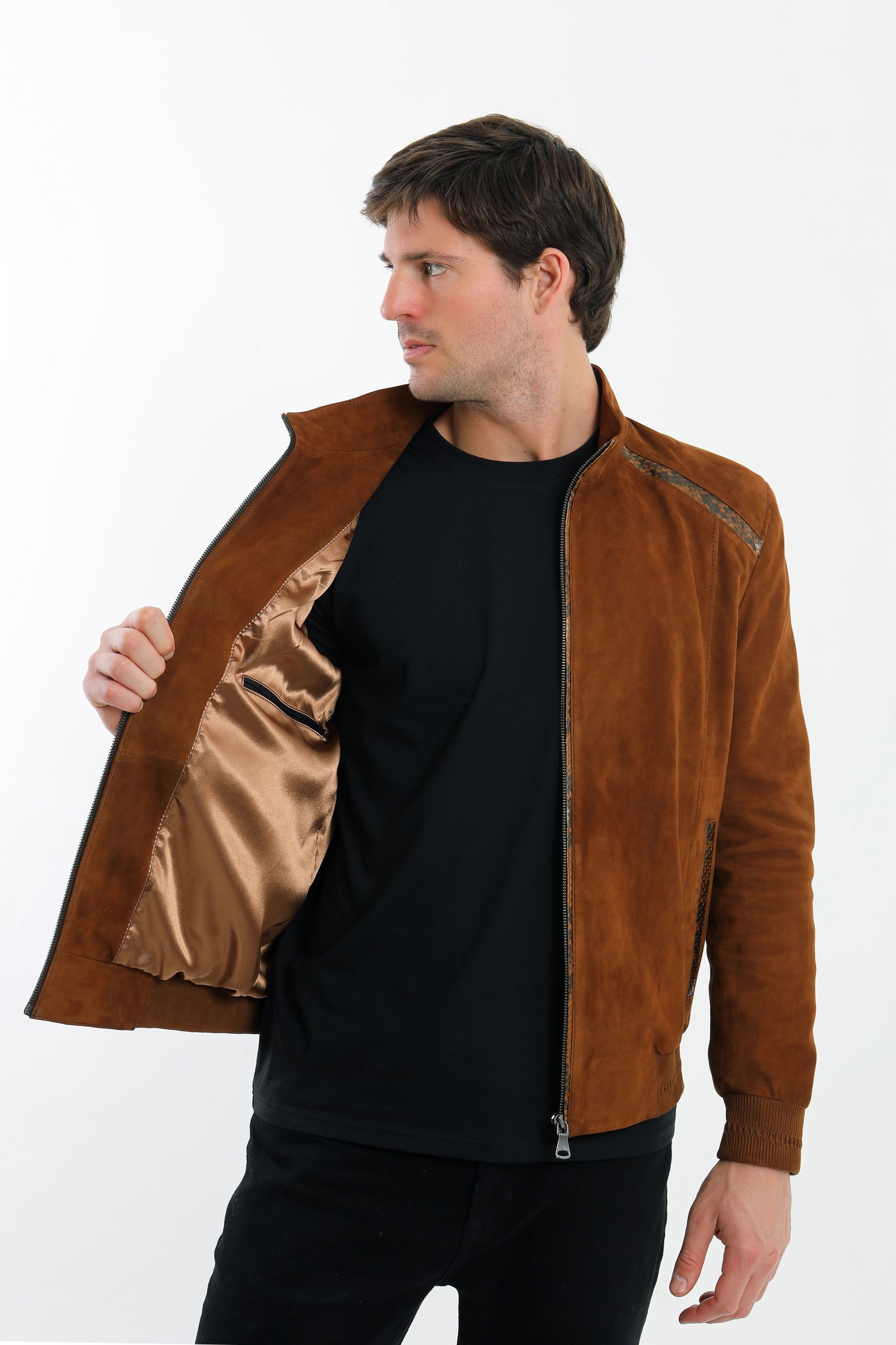Suede Leather Bomber Jacket