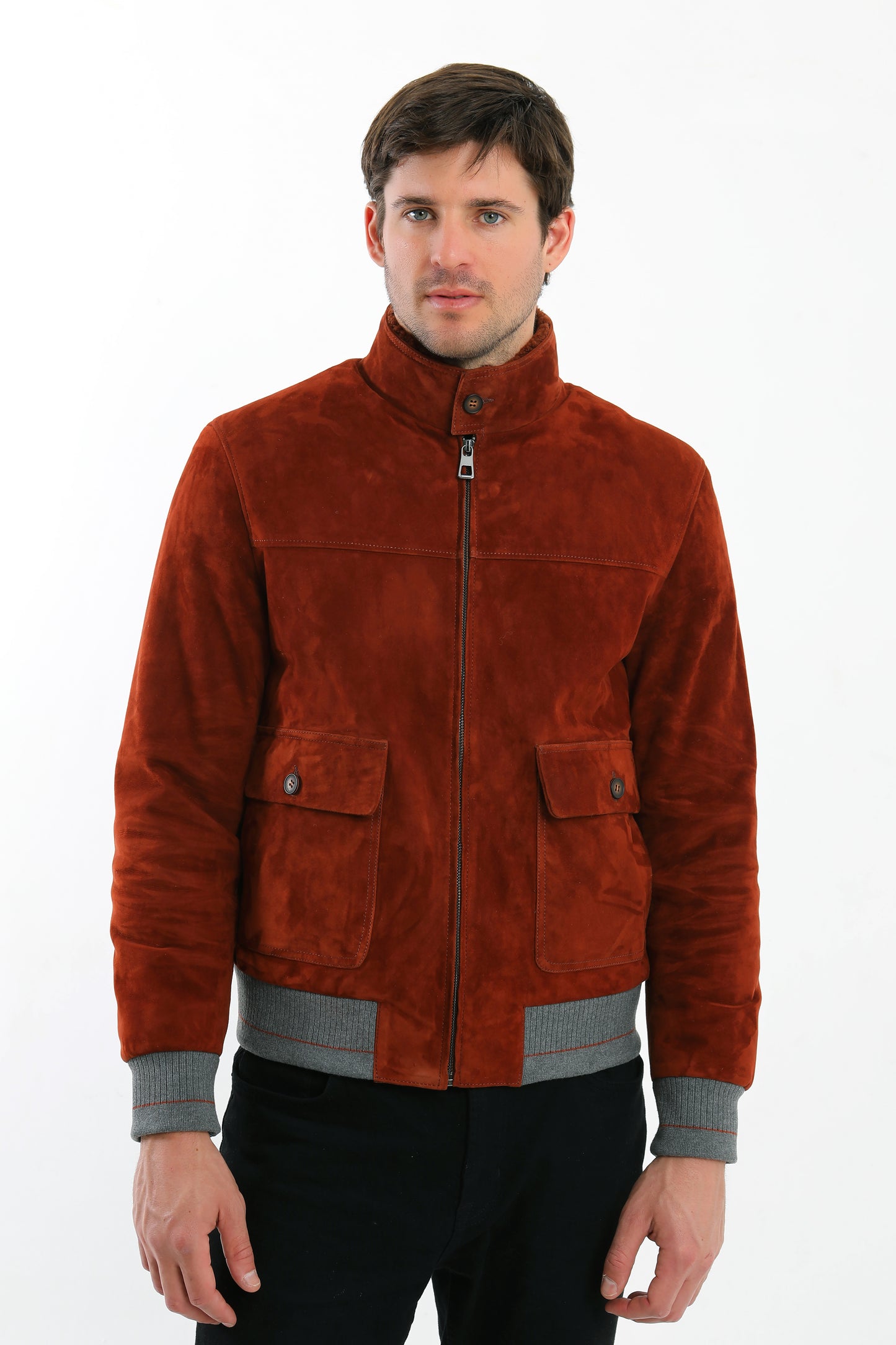 Suede Leather Bomber Jacket