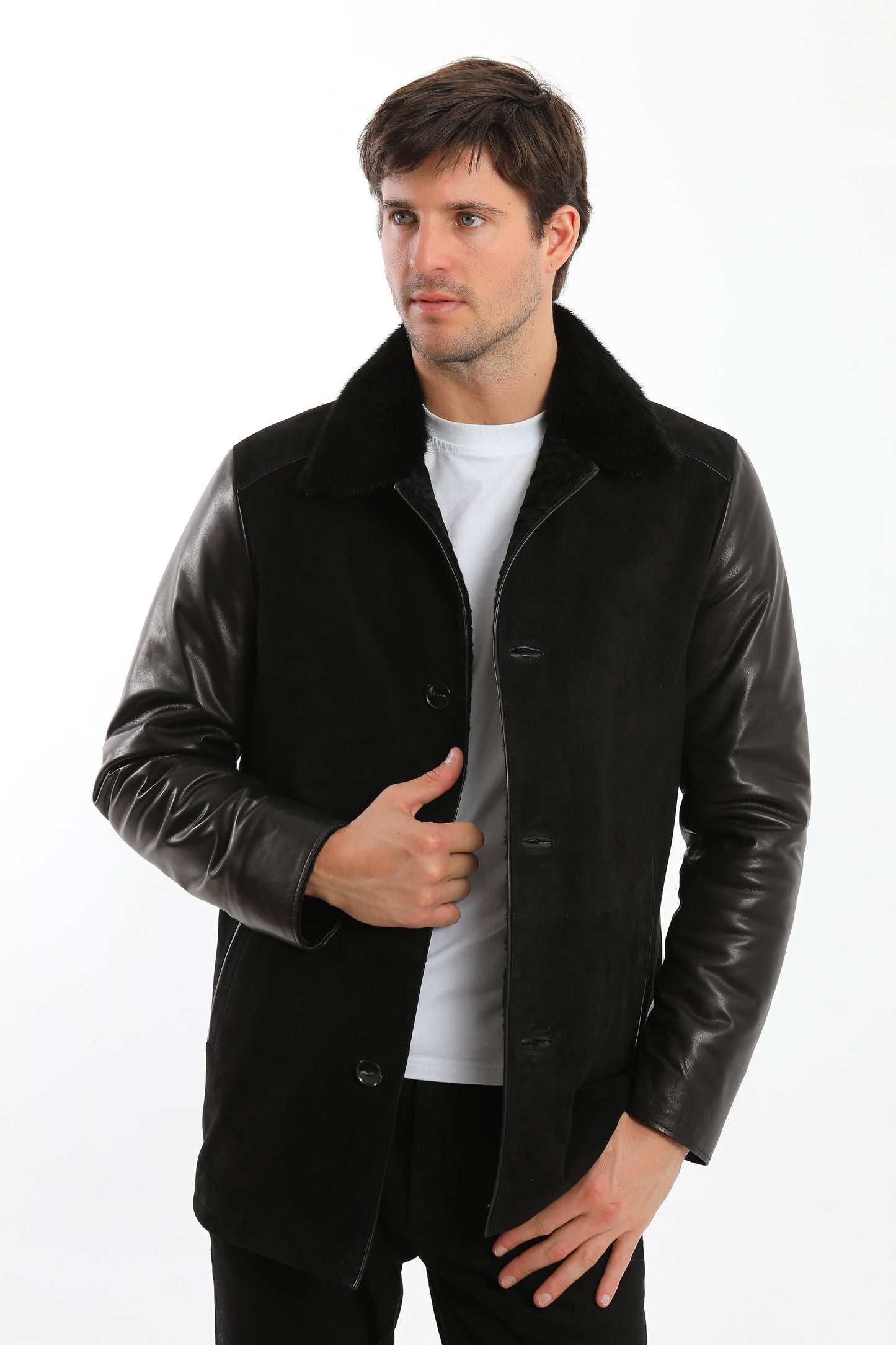 Black Sheepskin Shearling Coat