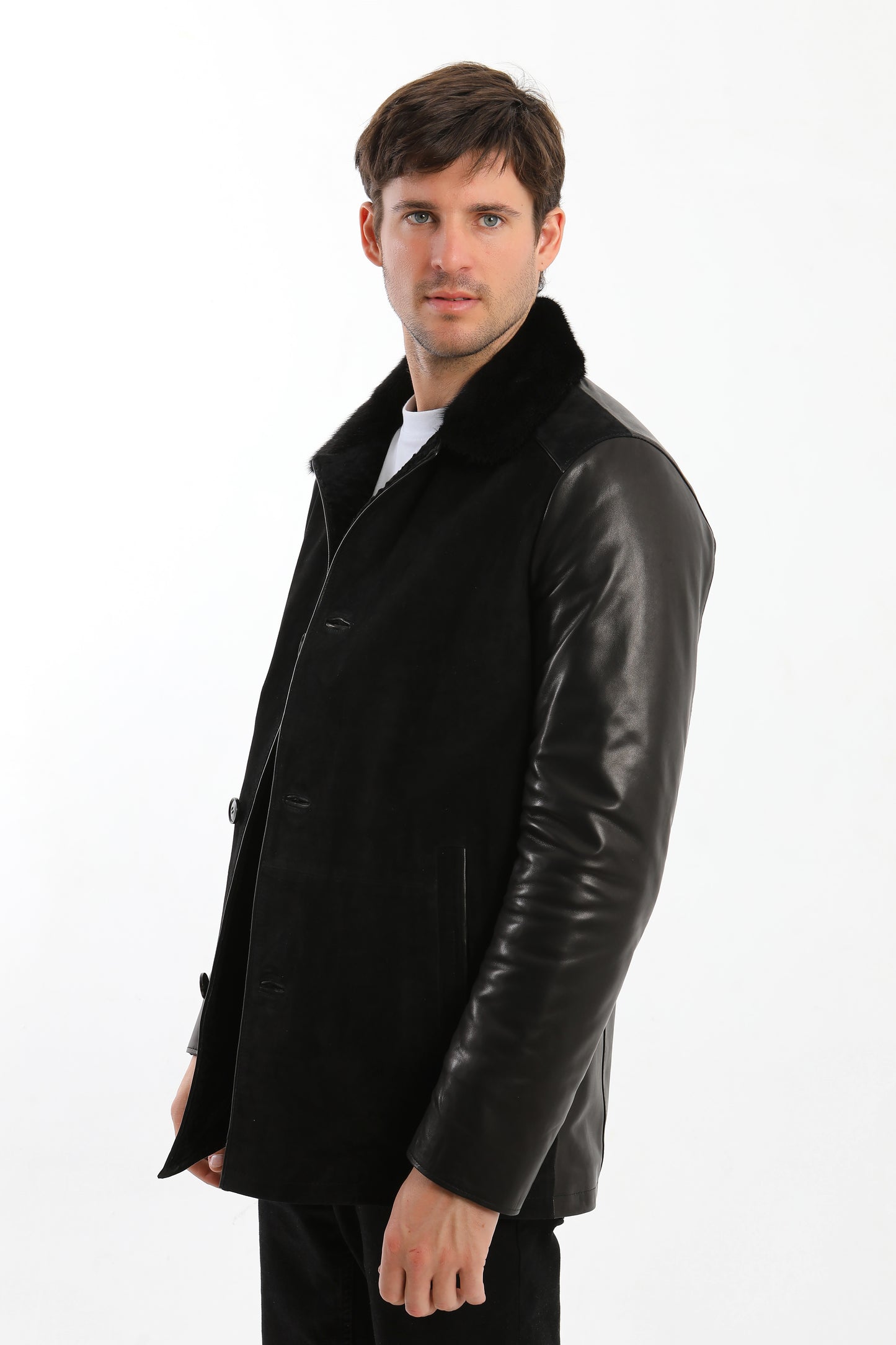 Black Sheepskin Shearling Coat