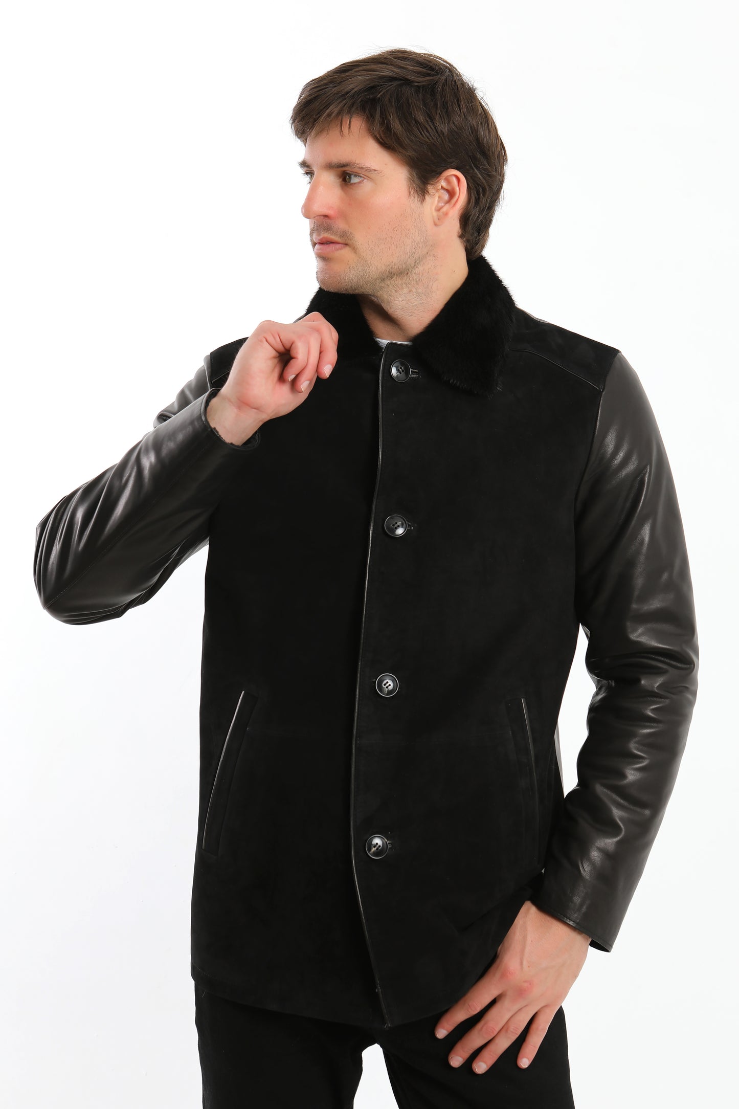 Black Sheepskin Shearling Coat