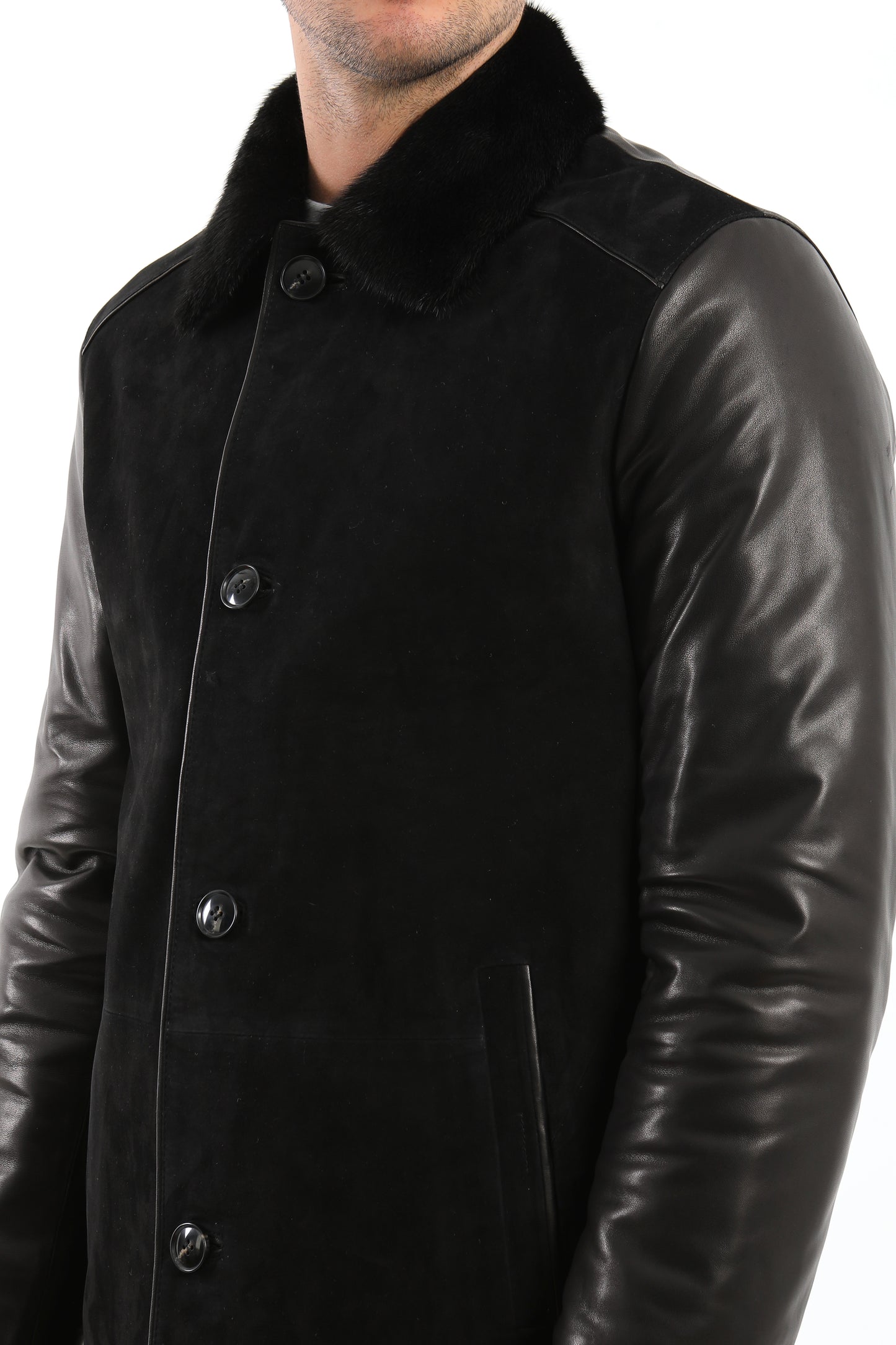 Black Sheepskin Shearling Coat