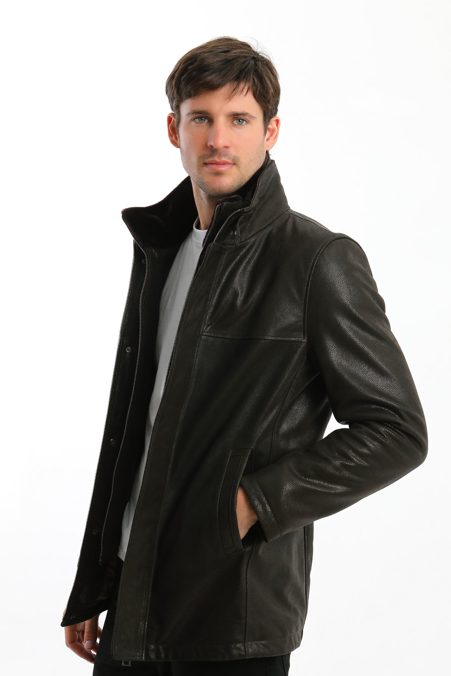 Double Collar Lambskin Leather Jacket