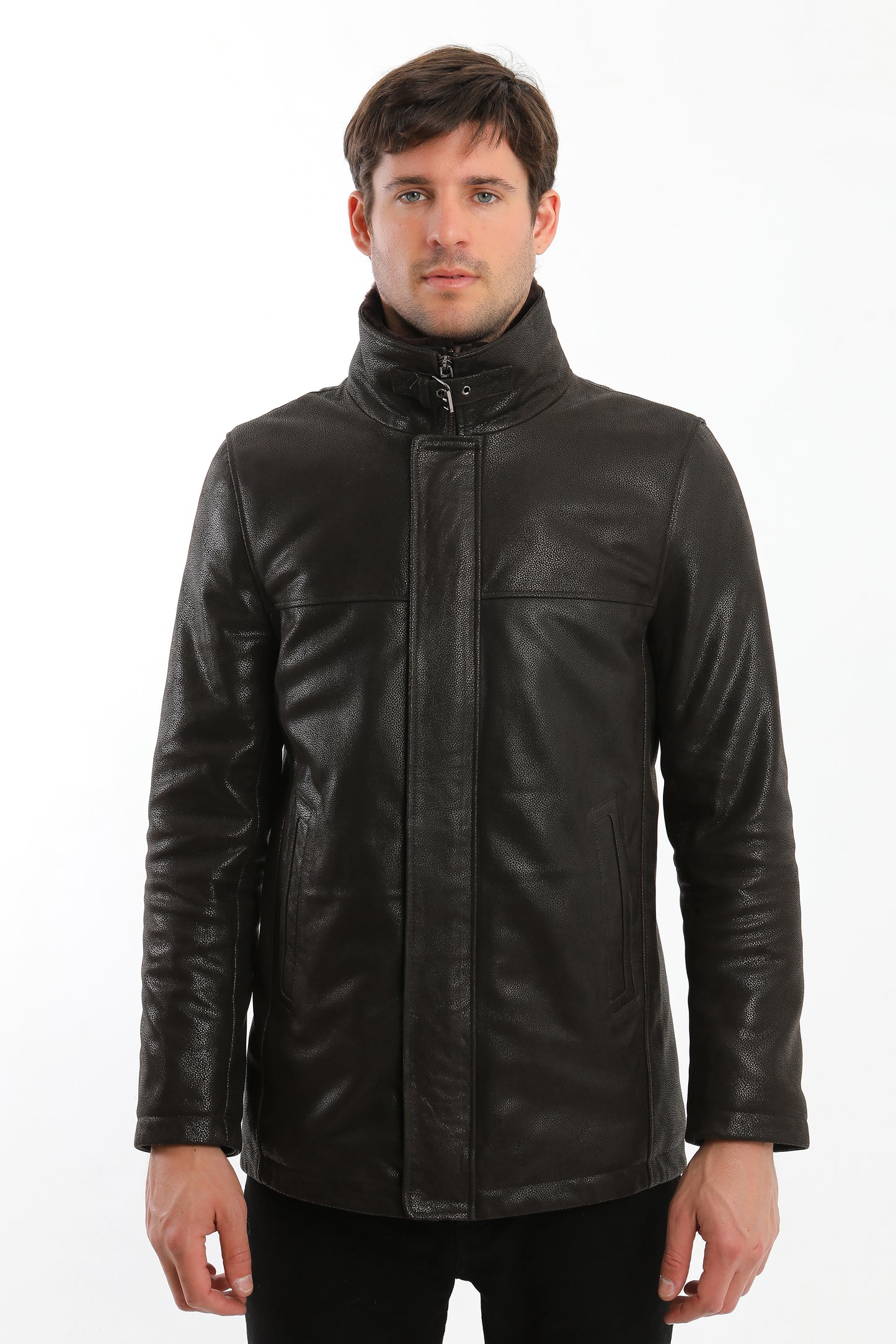 Double Collar Lambskin Leather Jacket