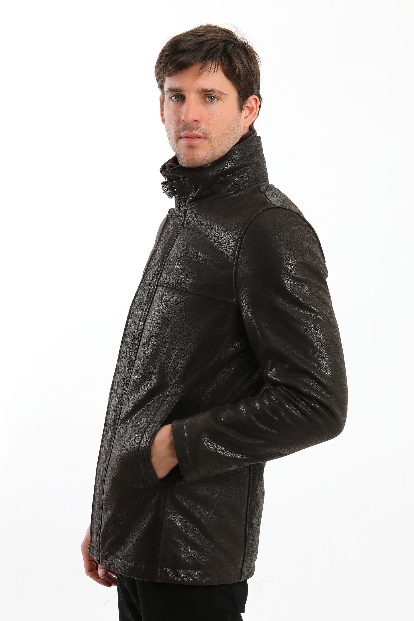 Double Collar Lambskin Leather Jacket
