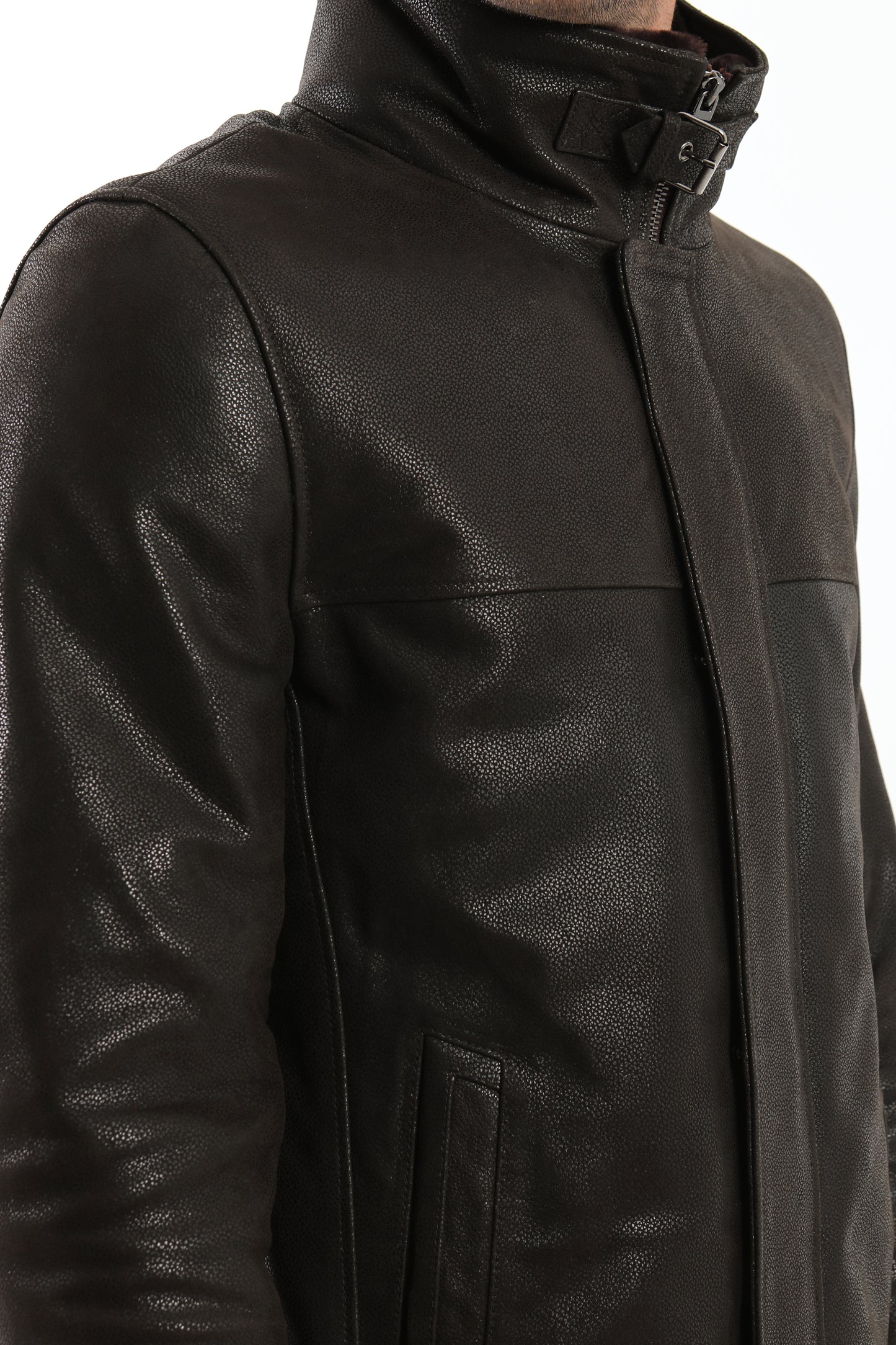 Double Collar Lambskin Leather Jacket