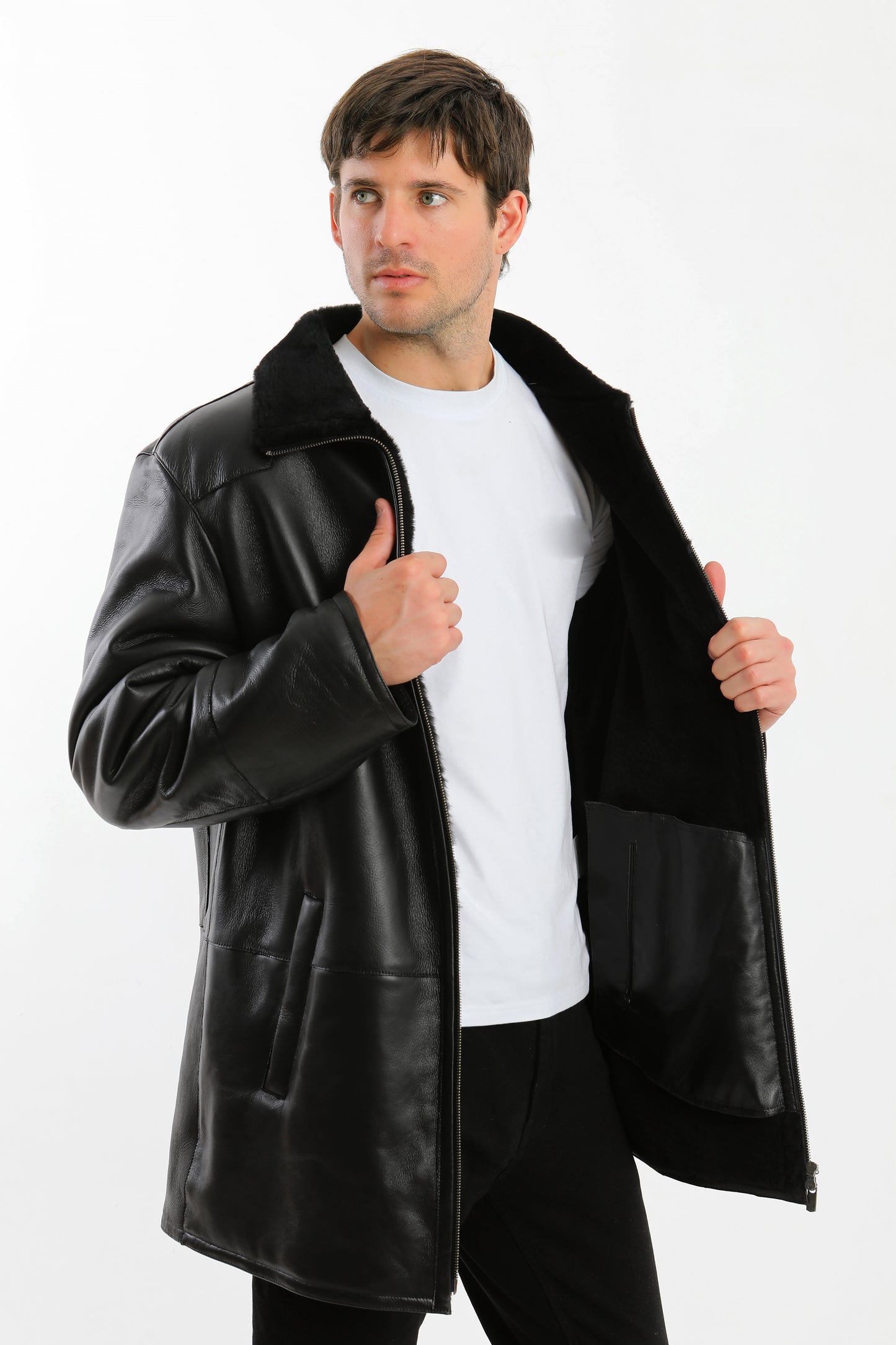 Black Sheepskin Shearling Coat