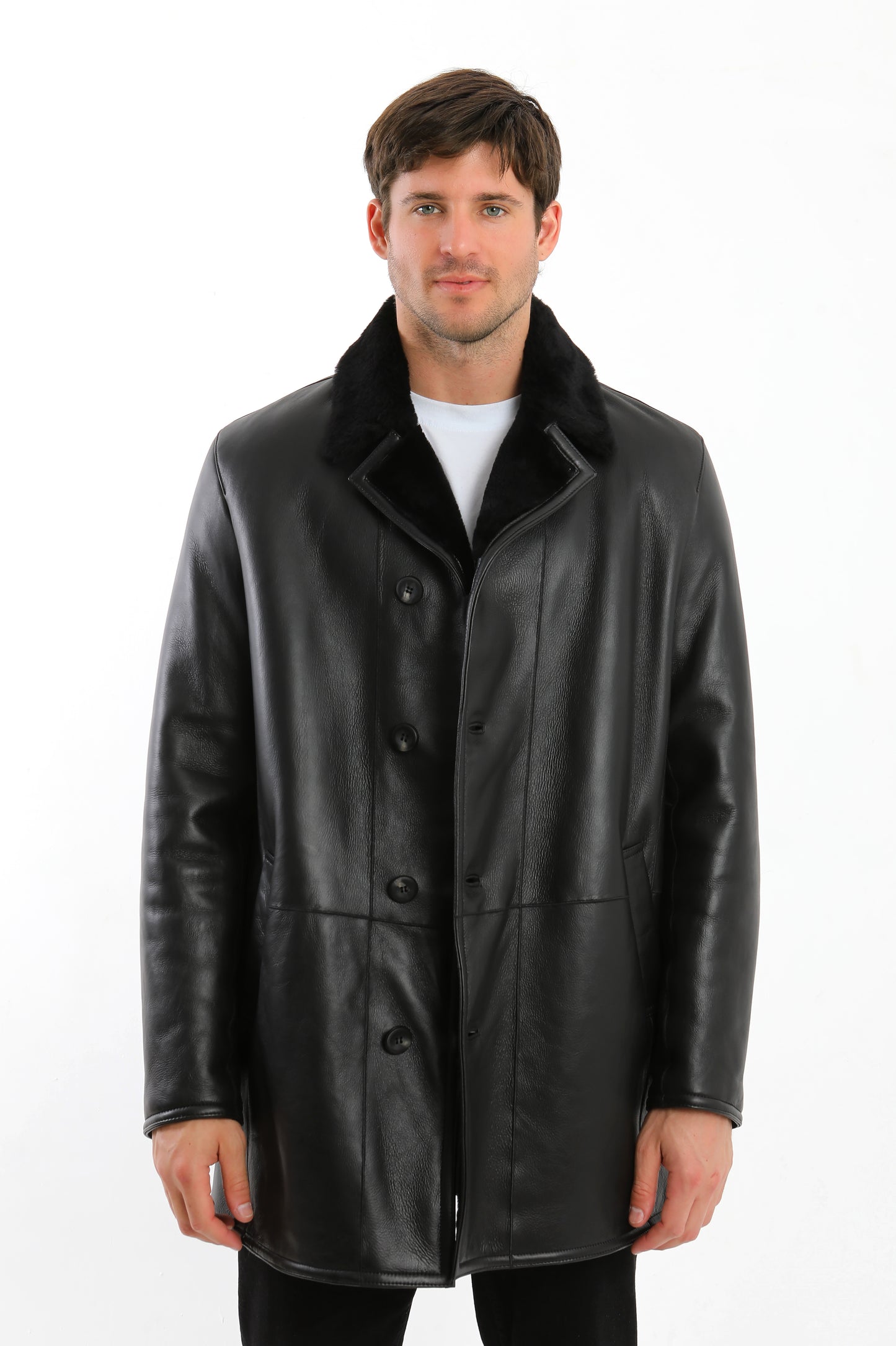 Black Sheepskin Shearling Coat