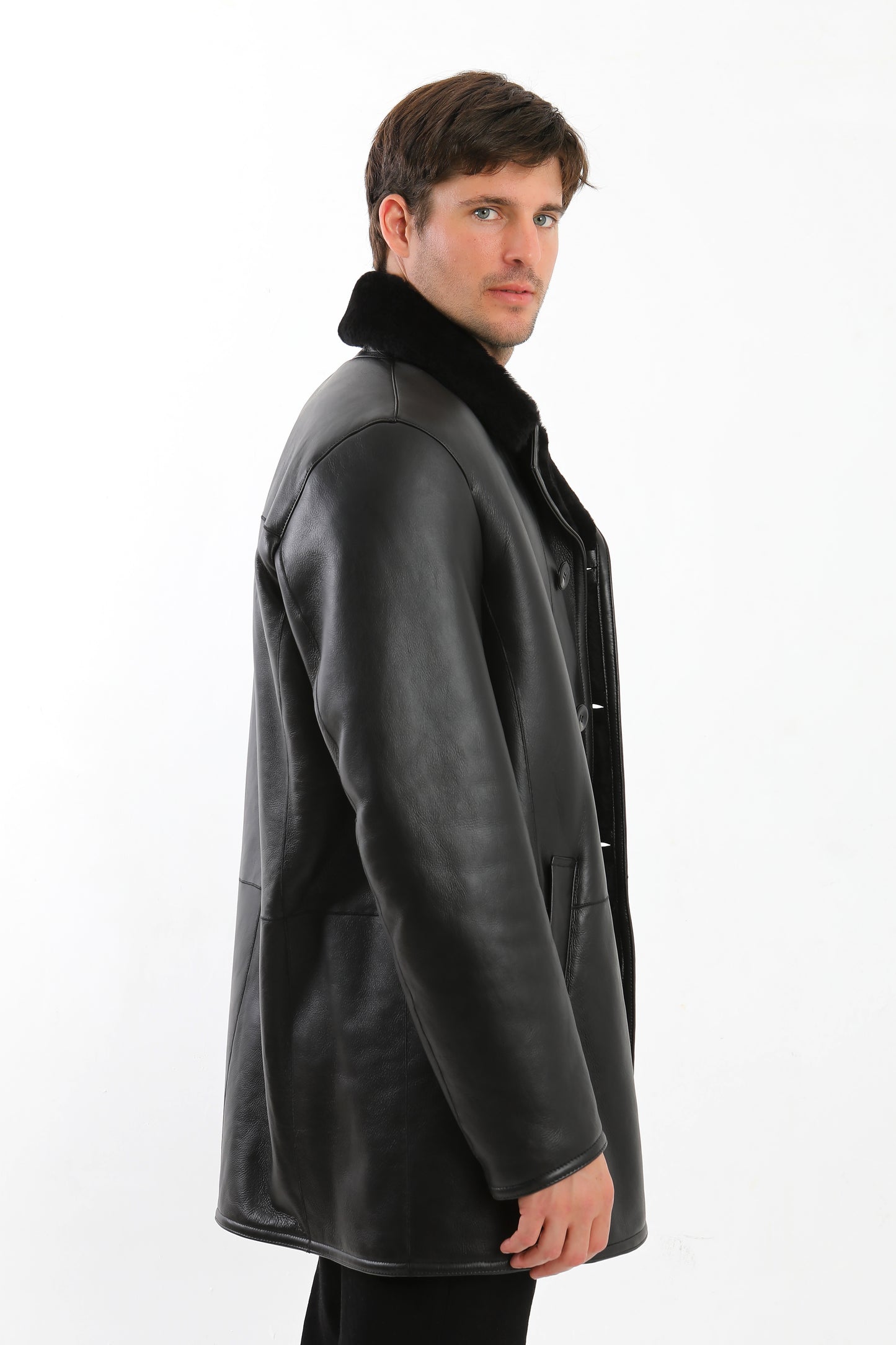 Black Sheepskin Shearling Coat